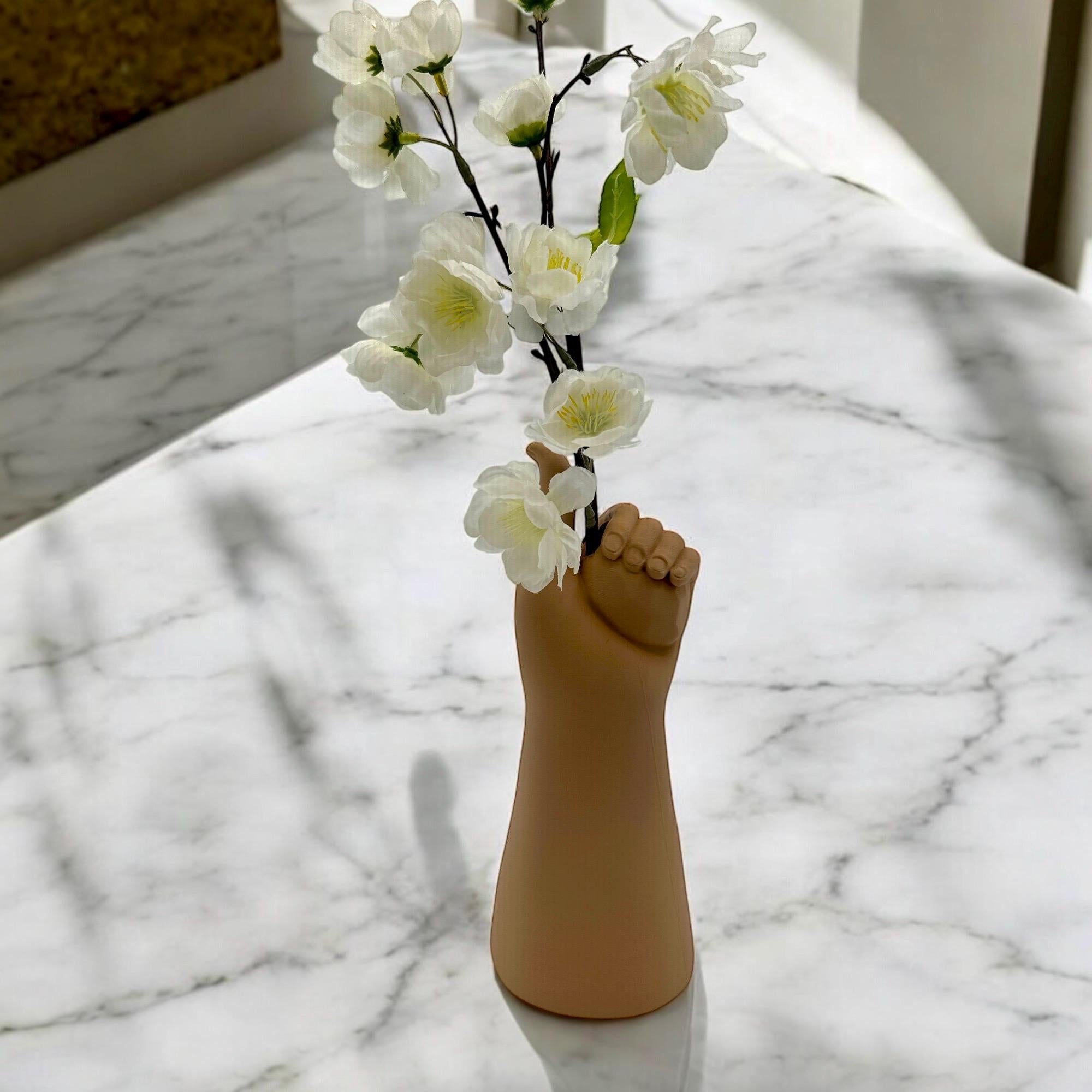 3D Printed Hand Vase: Modern Art Home Decor, Minimalist Sculpture - Pashmation