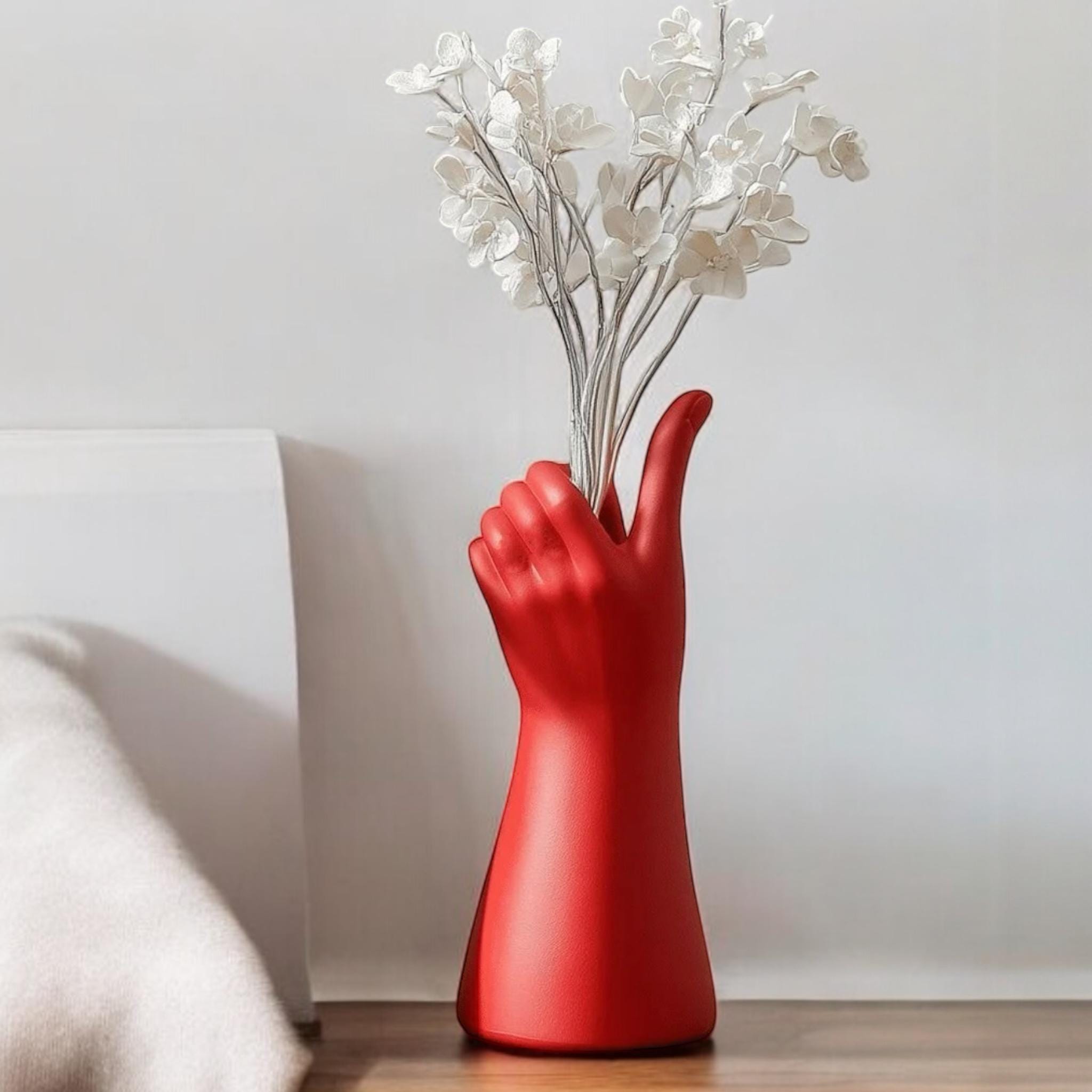 3D Printed Hand Vase: Modern Art Home Decor, Minimalist Sculpture - Pashmation