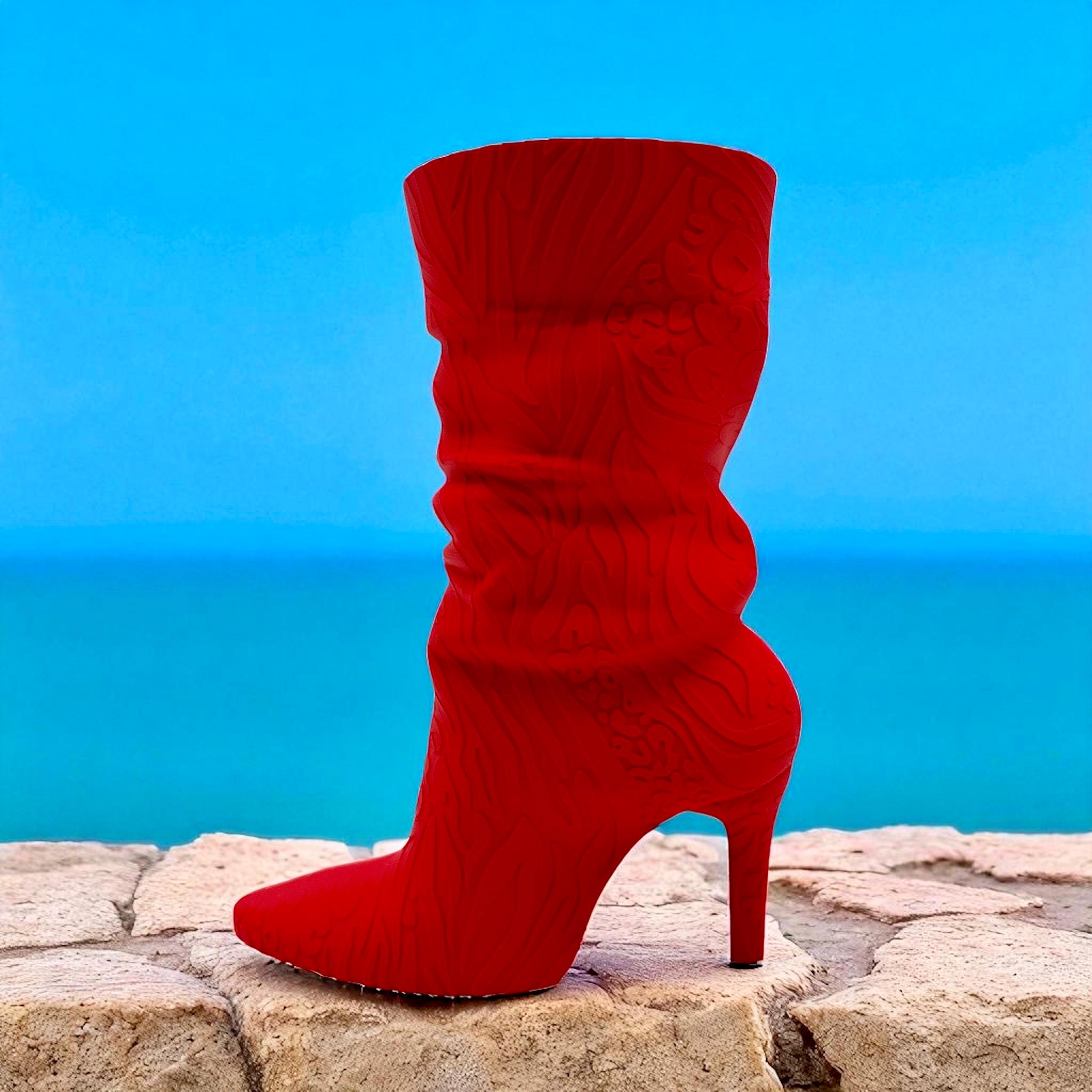 3D Printed High Heel Boot Vase: Hand - Painted Gold/Silver Accent - Modern Fashion Decor - PashmationVases