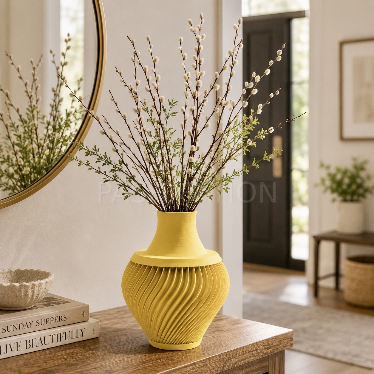 3D Printed Ribbed Vase Modern Eco - Friendly Home Decor Contemporary Flower Vessel Unique Tabletop Centerpiece Gift by Pashmation