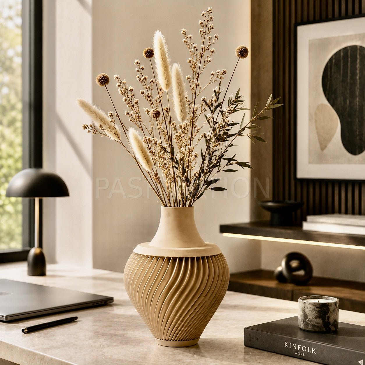 3D Printed Ribbed Vase Modern Eco - Friendly Home Decor Contemporary Flower Vessel Unique Tabletop Centerpiece Gift by Pashmation