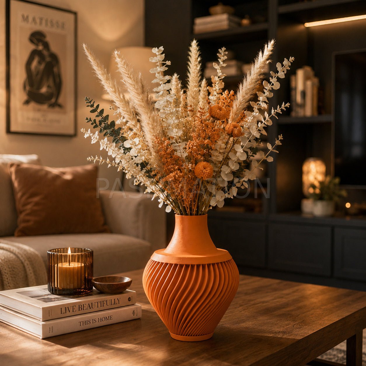 3D Printed Ribbed Vase Modern Eco - Friendly Home Decor Contemporary Flower Vessel Unique Tabletop Centerpiece Gift by Pashmation