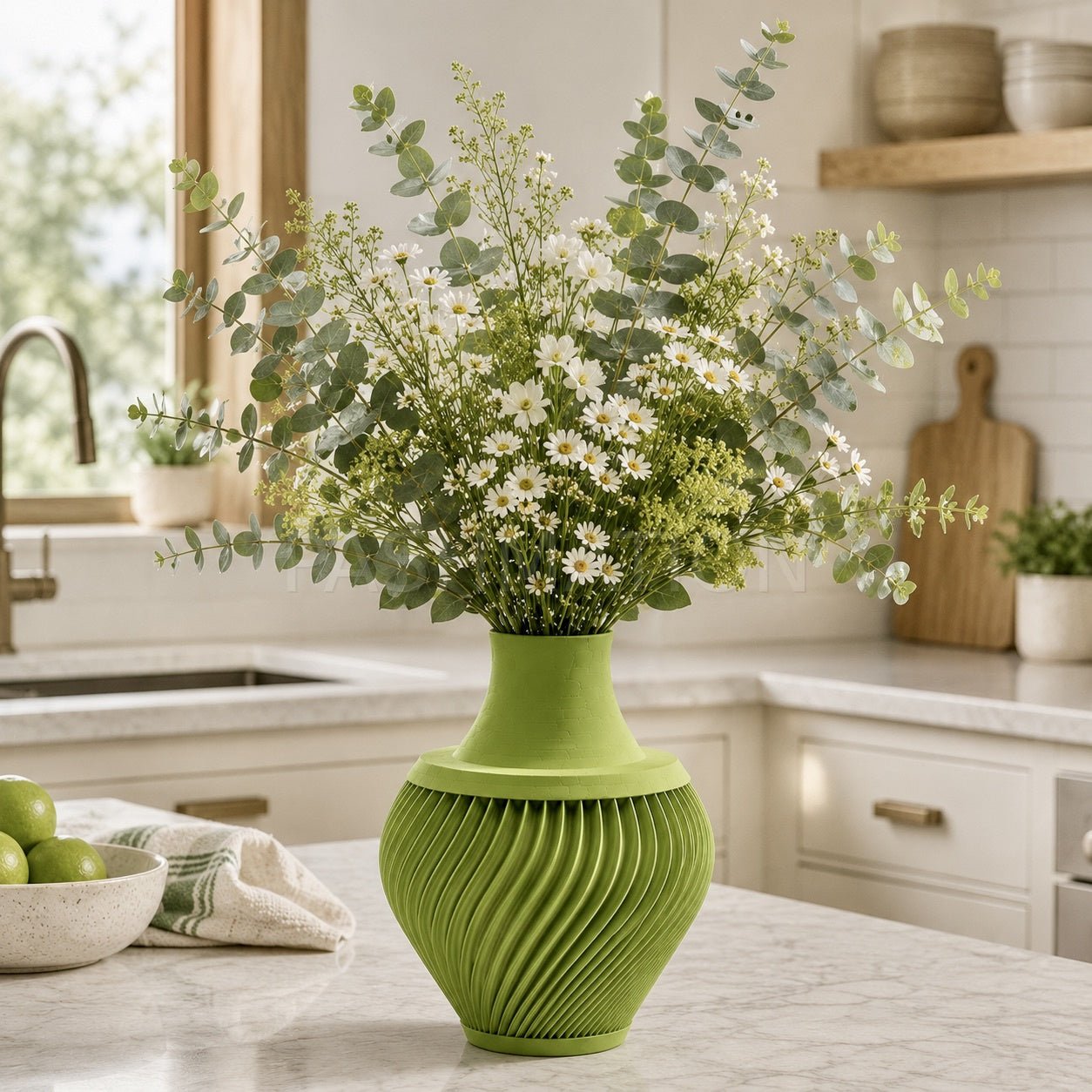 3D Printed Ribbed Vase Modern Eco - Friendly Home Decor Contemporary Flower Vessel Unique Tabletop Centerpiece Gift by Pashmation