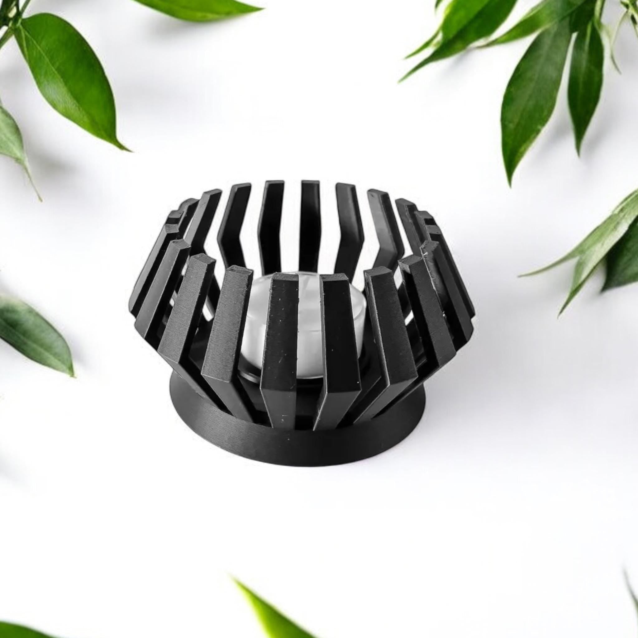 3D Printed Slatted Tealight Holder – Modern Shadow Play Decor - PashmationCandleholders
