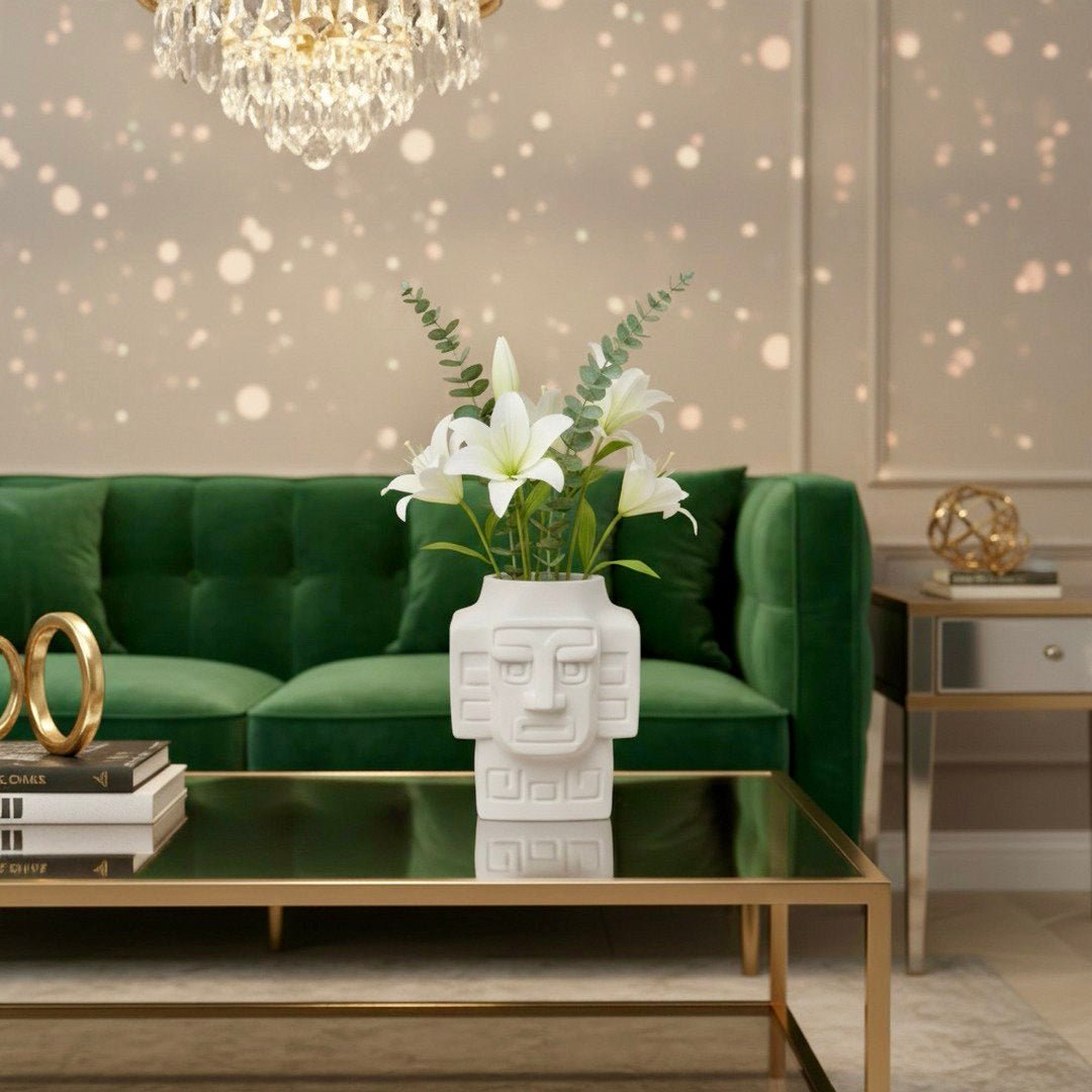 3D Printed Totem Face Vase Modern Tribal Decor Eco - Friendly PLA Contemporary Centerpiece - Pashmation