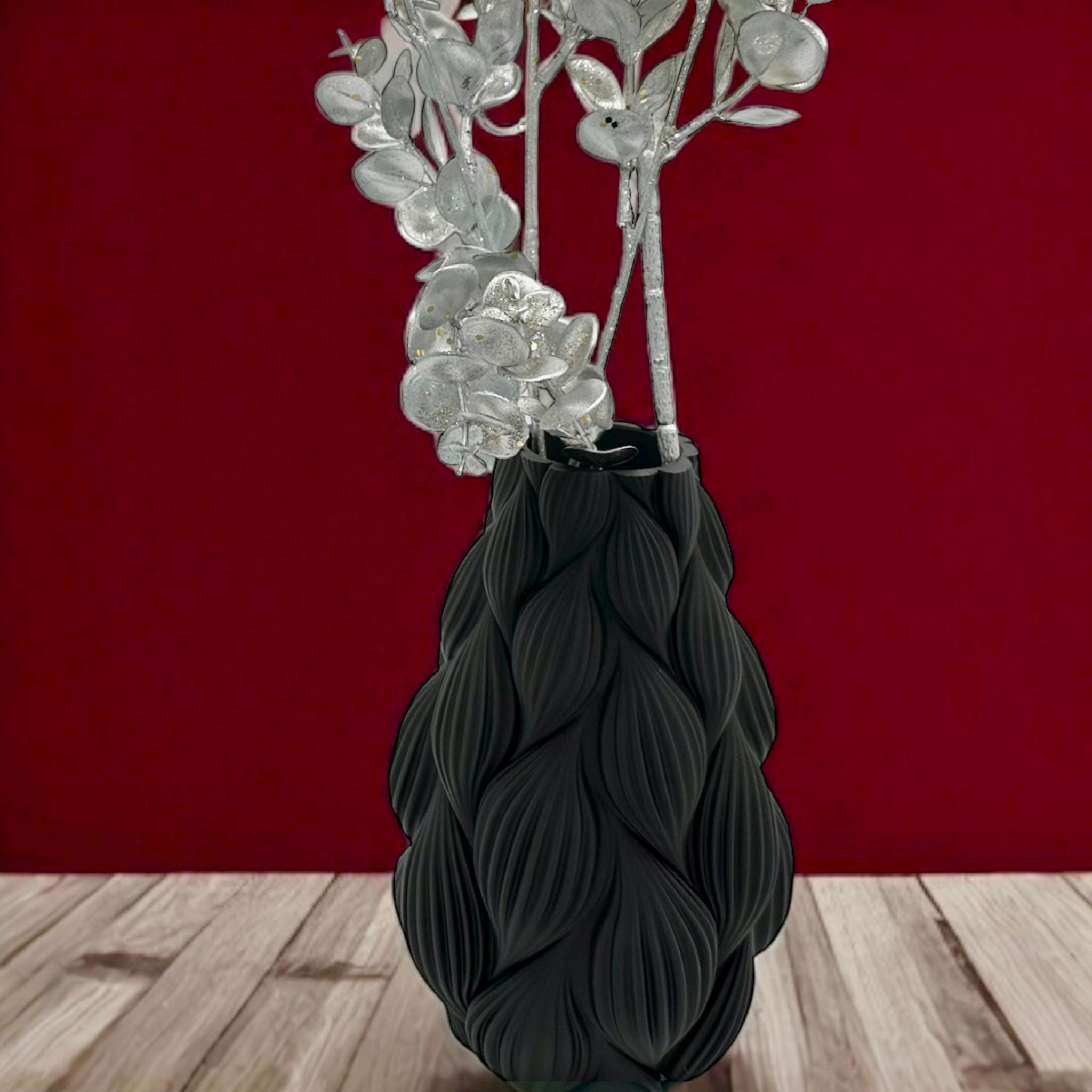 3D Printed Twist Leaf Vase Modern Sculptural Home Decor Contemporary Centerpiece - Pashmation