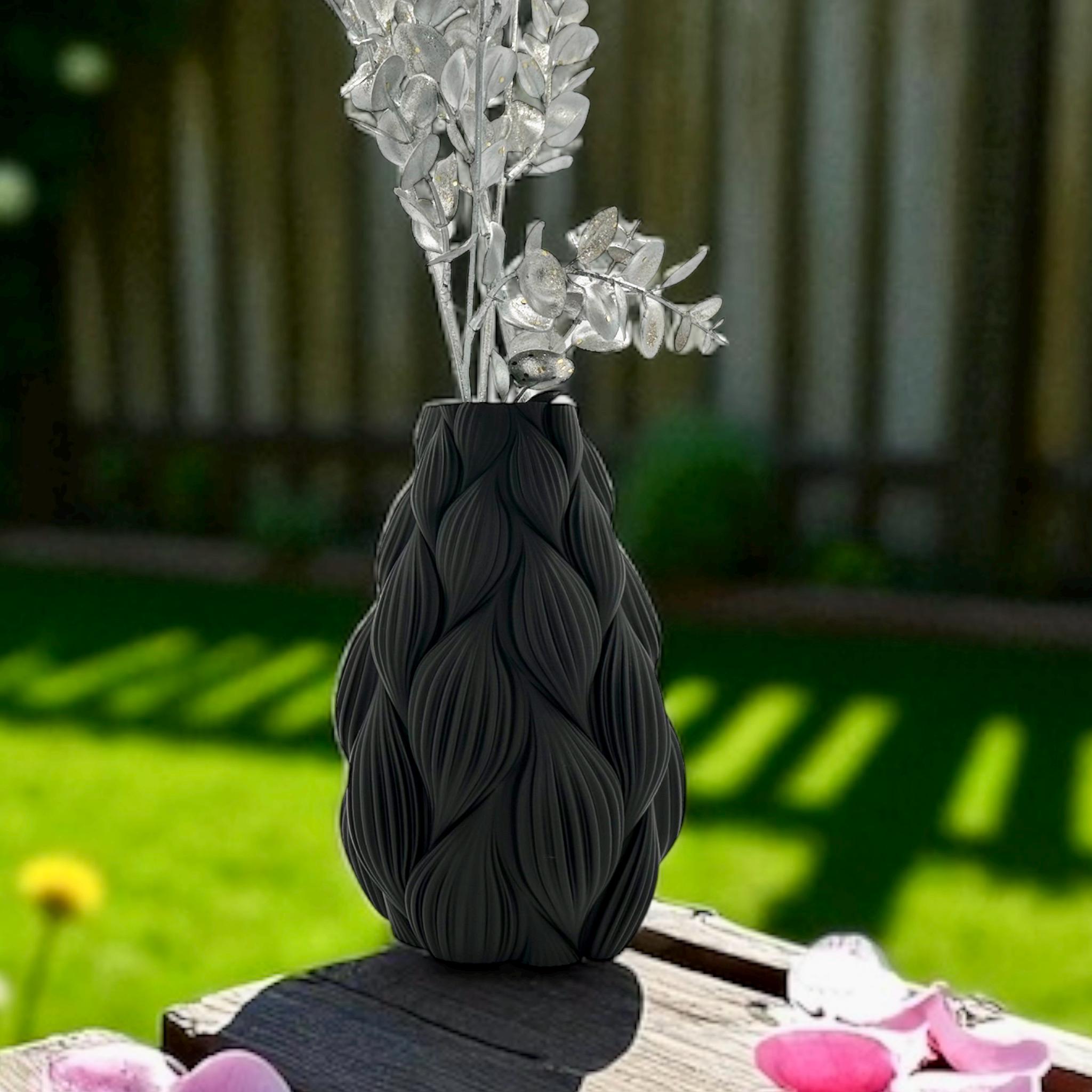 3D Printed Twist Leaf Vase Modern Sculptural Home Decor Contemporary Centerpiece - Pashmation