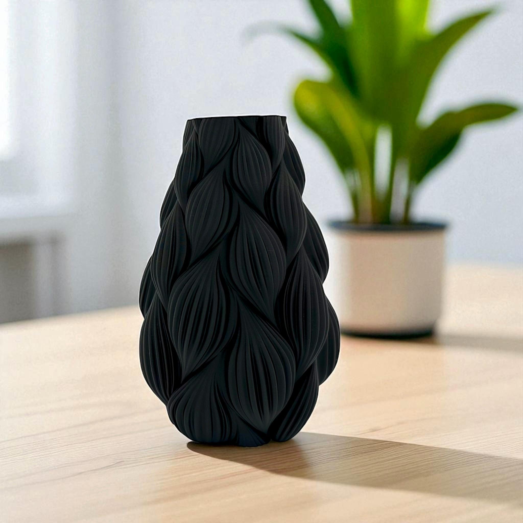 3D Printed Twist Leaf Vase Modern Sculptural Home Decor Contemporary Centerpiece - Pashmation