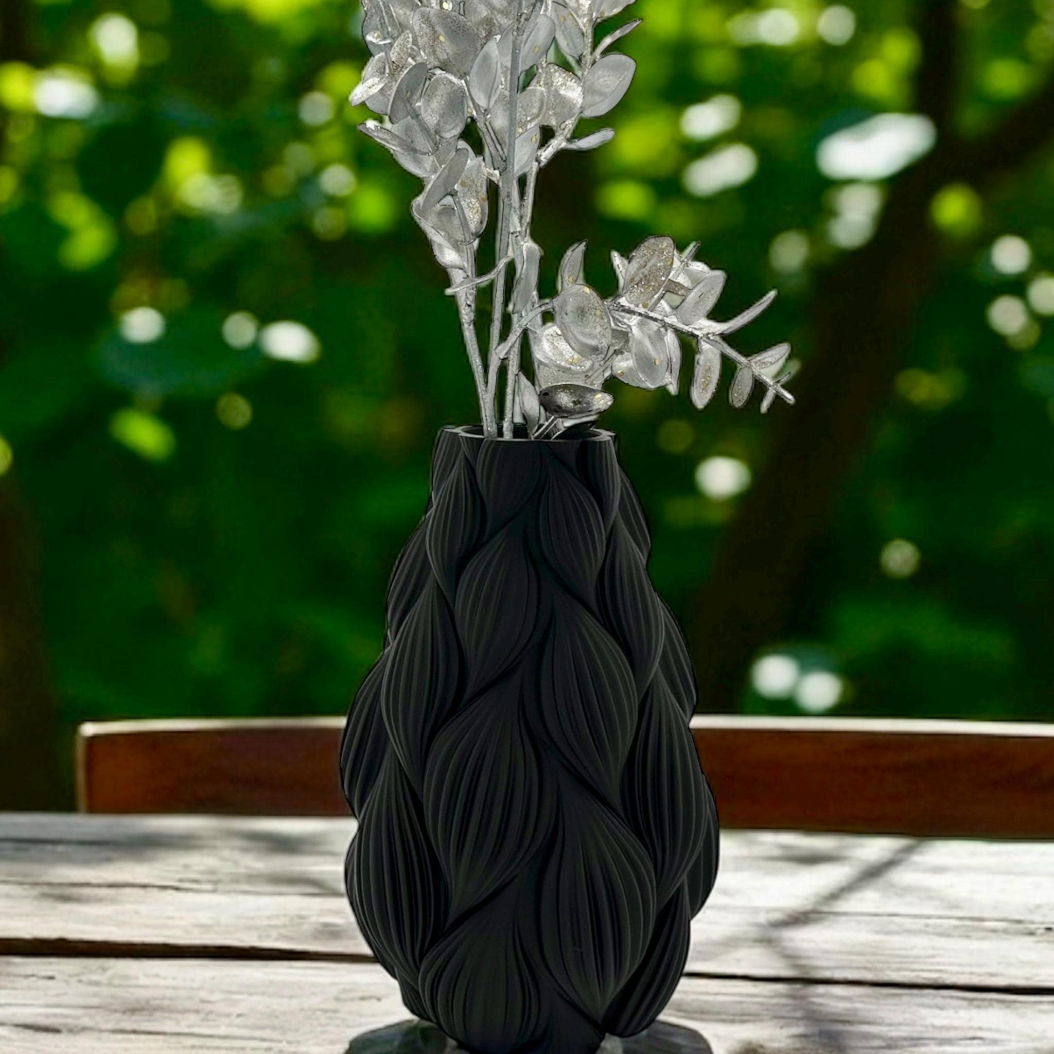 3D Printed Twist Leaf Vase Modern Sculptural Home Decor Contemporary Centerpiece - Pashmation