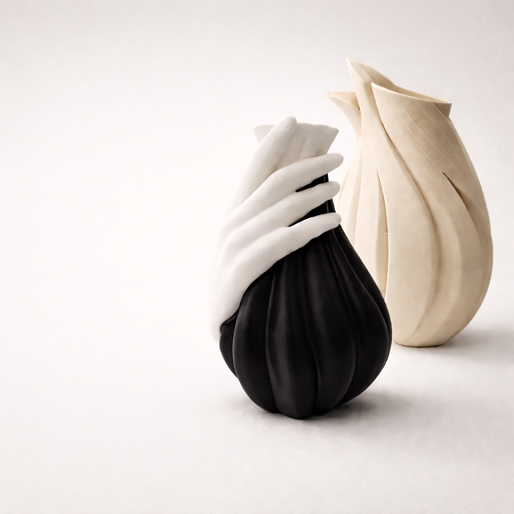 Elegant decorative vases with graceful sculptural forms