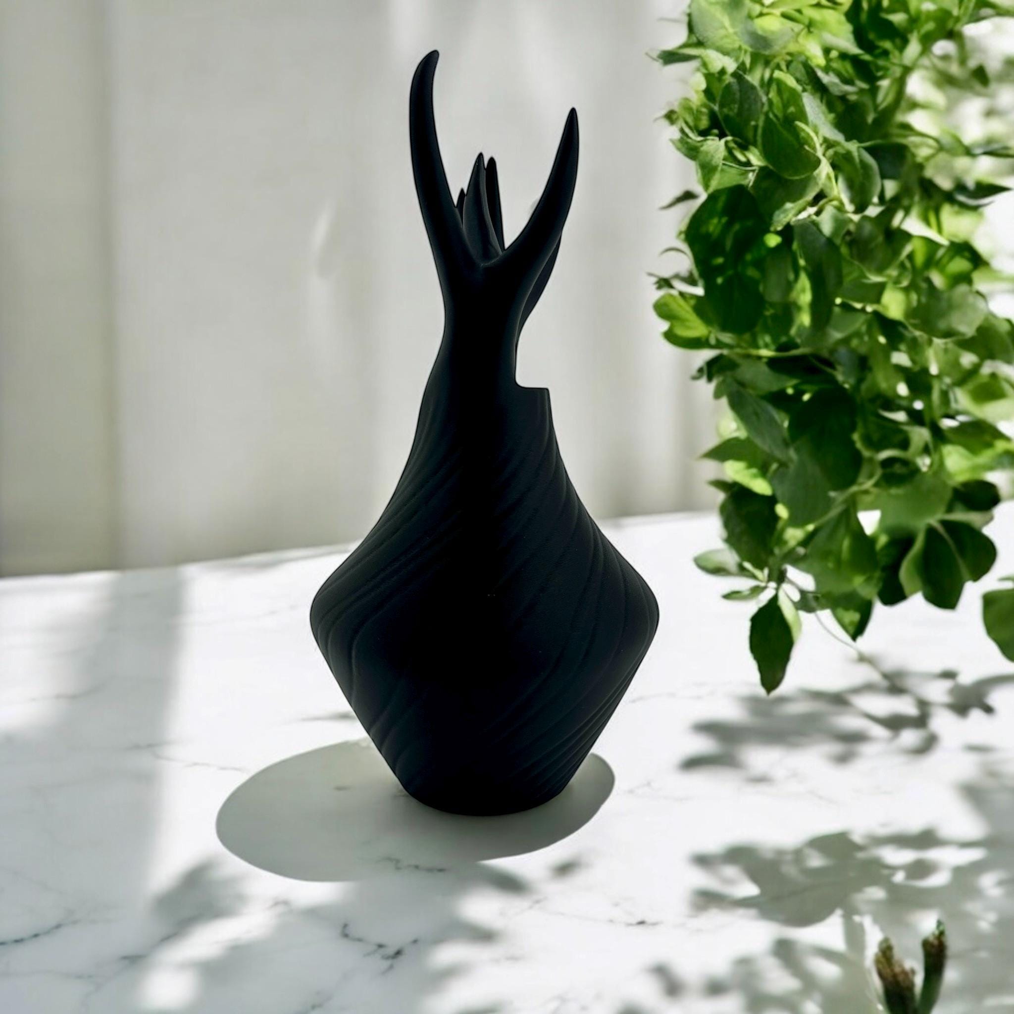 Antler Grace Vase: 9.5" Modern Cabin Decor Centerpiece - PashmationVases