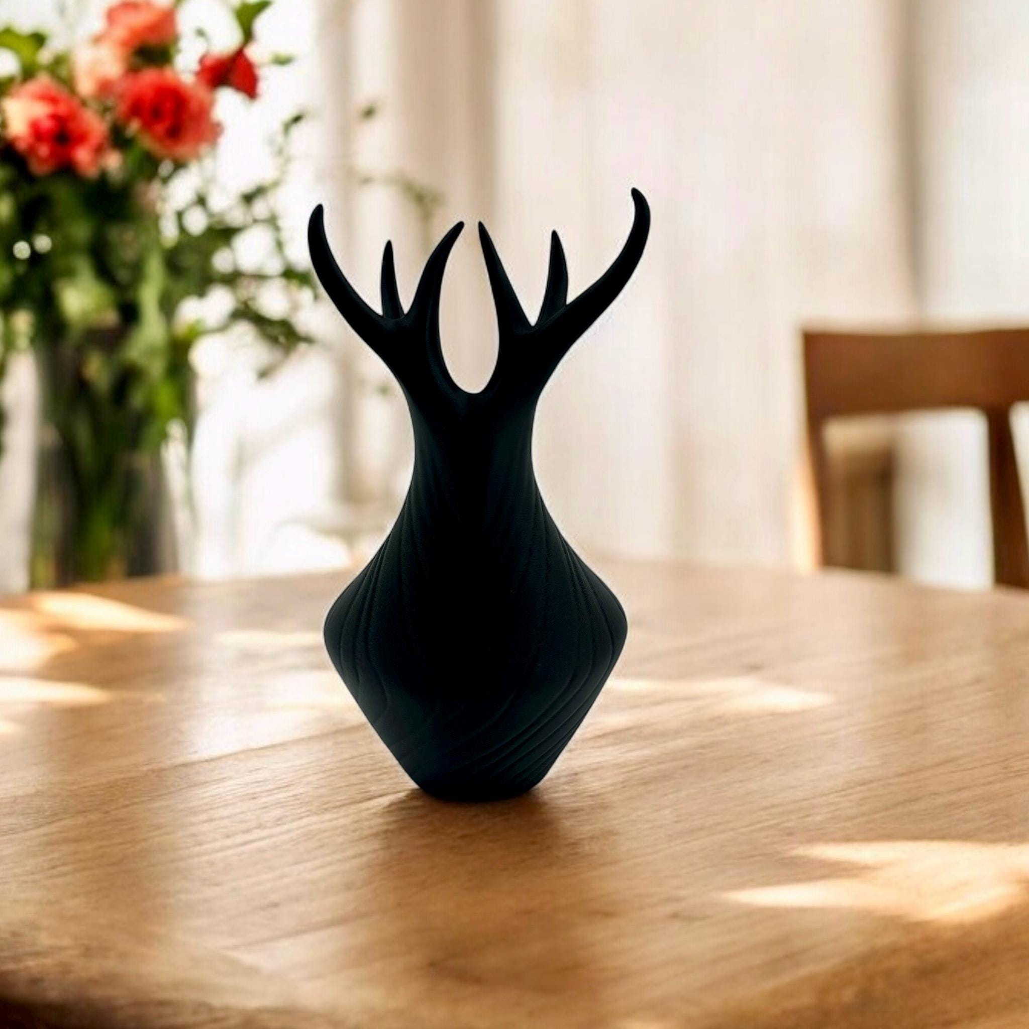 Antler Grace Vase: 9.5" Modern Cabin Decor Centerpiece - PashmationVases