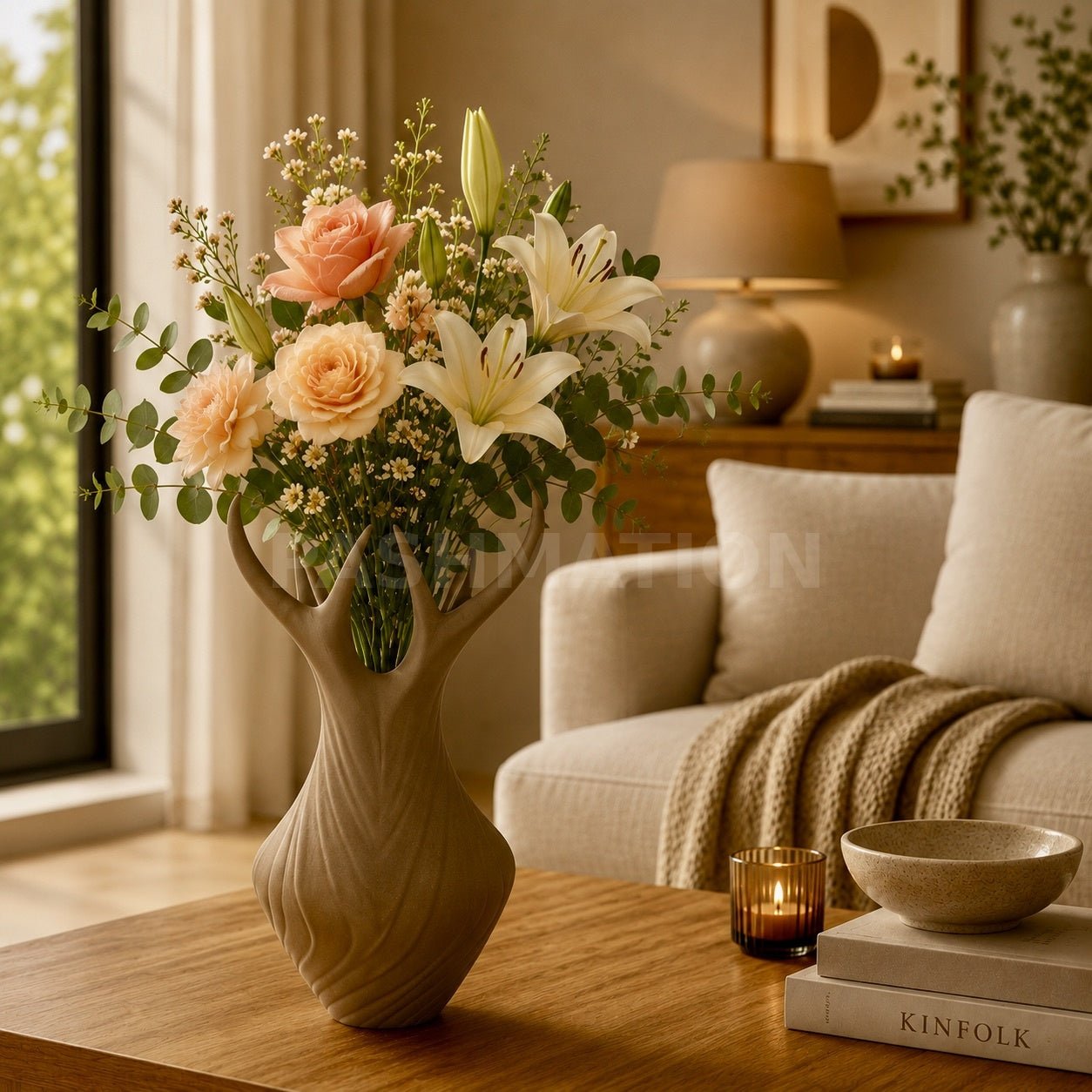 Antler Grace Vase: 9.5" Modern Cabin Decor Centerpiece by Pashmation