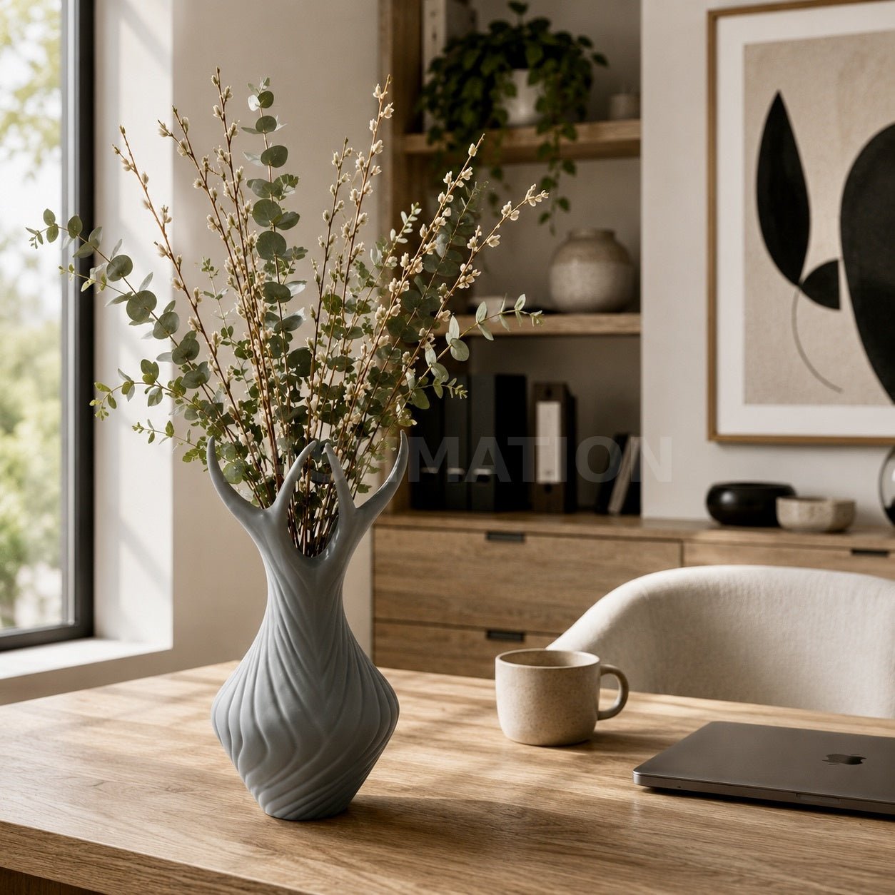 Antler Grace Vase: 9.5" Modern Cabin Decor Centerpiece by Pashmation