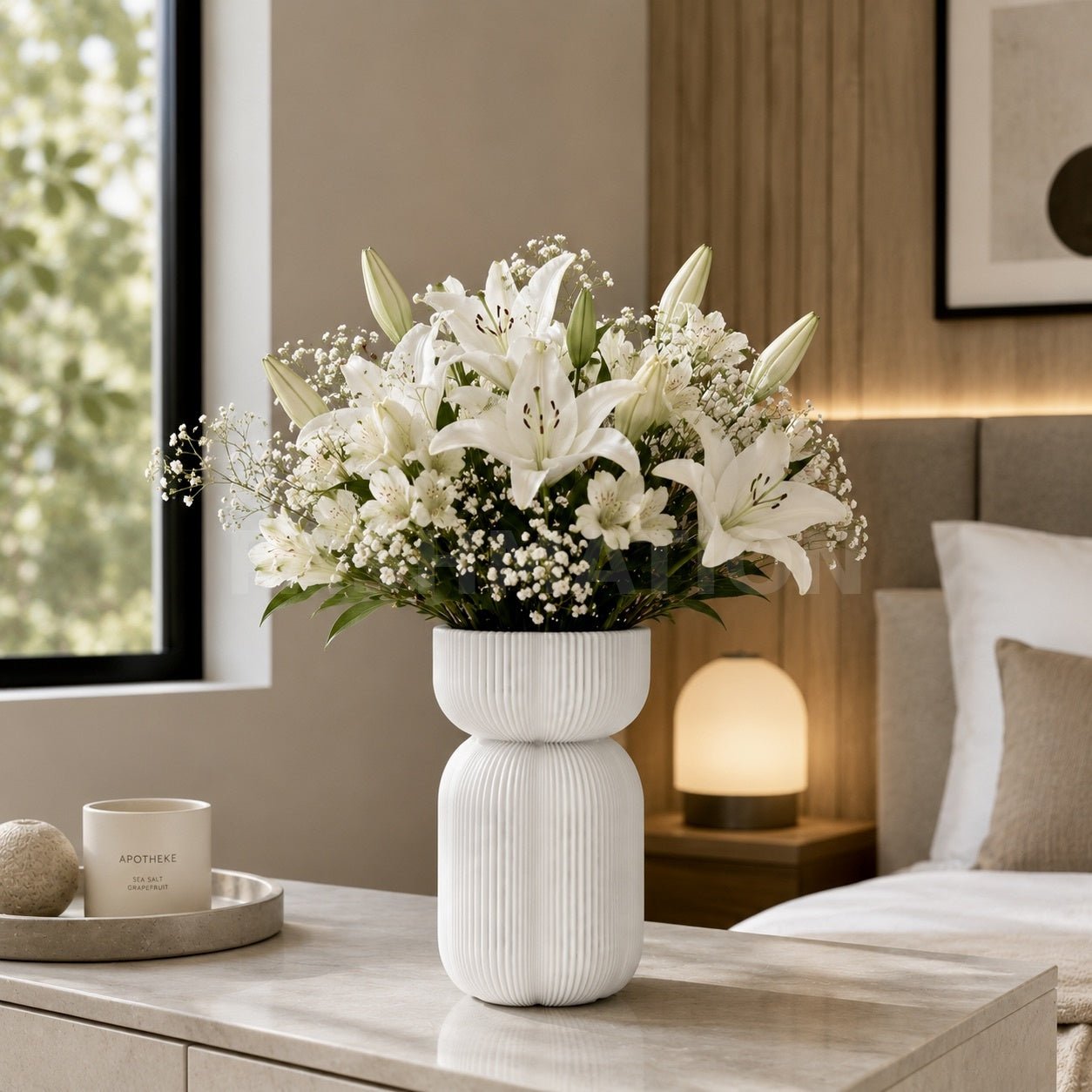 Bold Ribbed Caribe Vase | Modern Polymer Geometric Home Decor Contemporary Minimalist Centerpiece by Pashmation