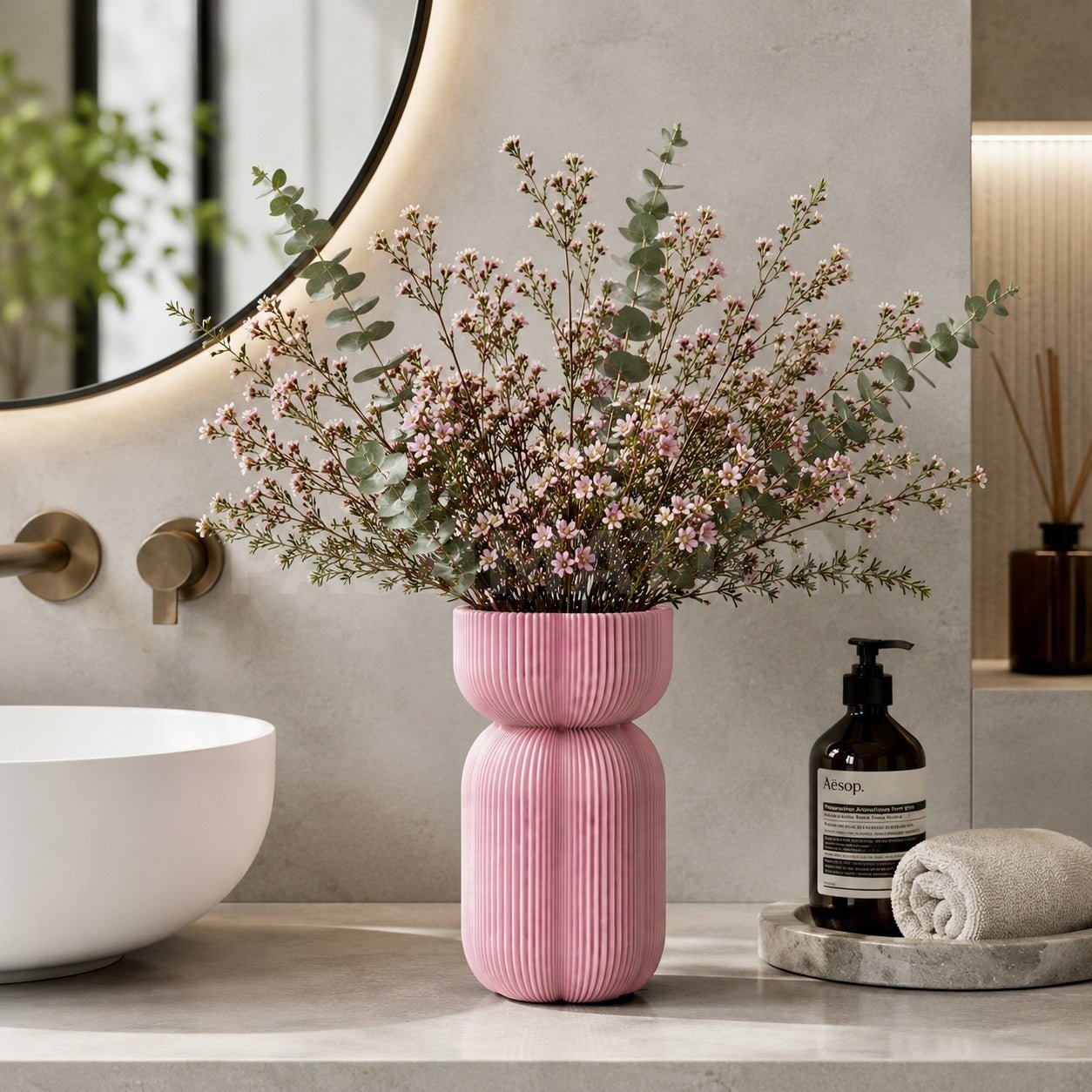 Bold Ribbed Caribe Vase | Modern Polymer Geometric Home Decor Contemporary Minimalist Centerpiece by Pashmation