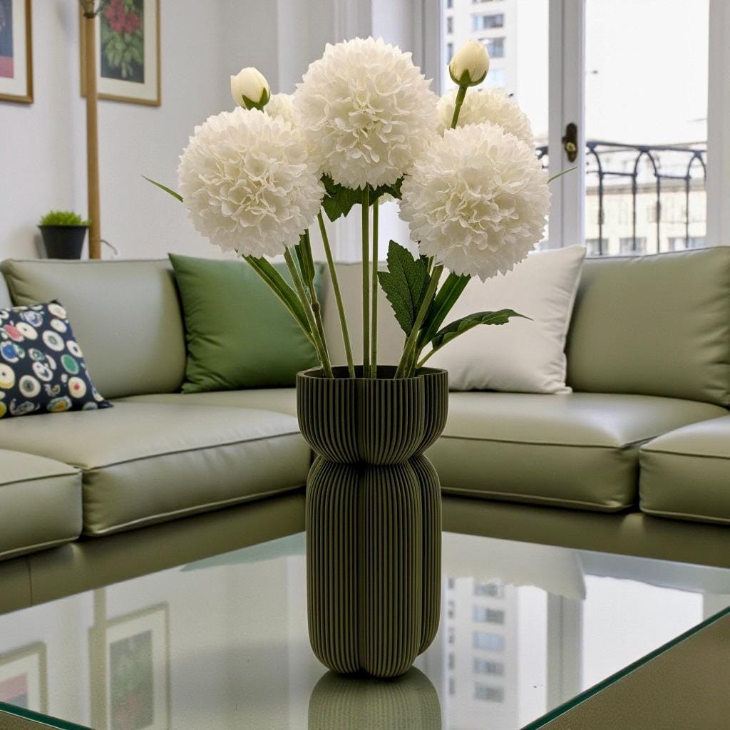 Bold Ribbed Caribe Vase | Modern Polymer Geometric Home Decor Contemporary Minimalist Centerpiece - Pashmation