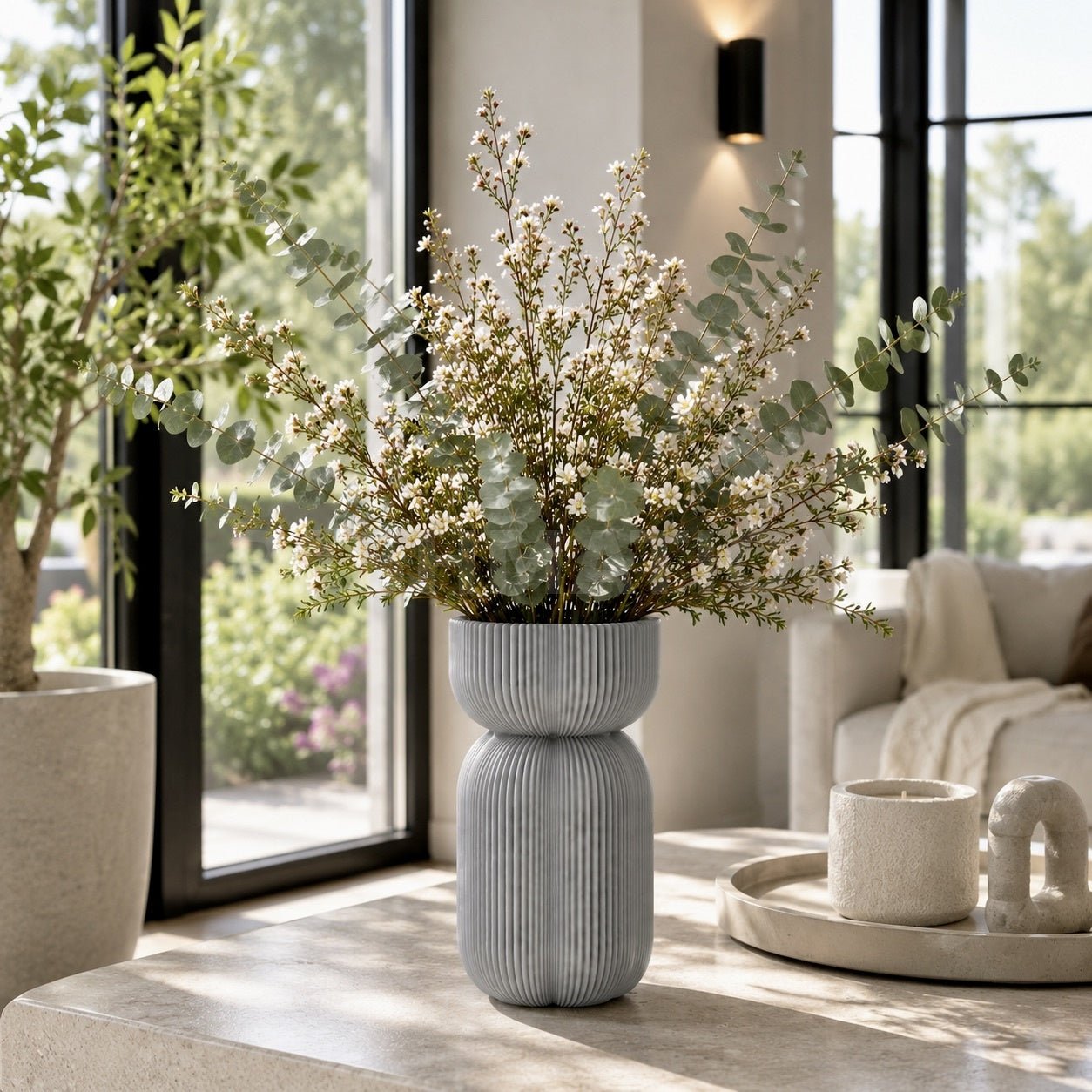 Bold Ribbed Caribe Vase | Modern Polymer Geometric Home Decor Contemporary Minimalist Centerpiece by Pashmation