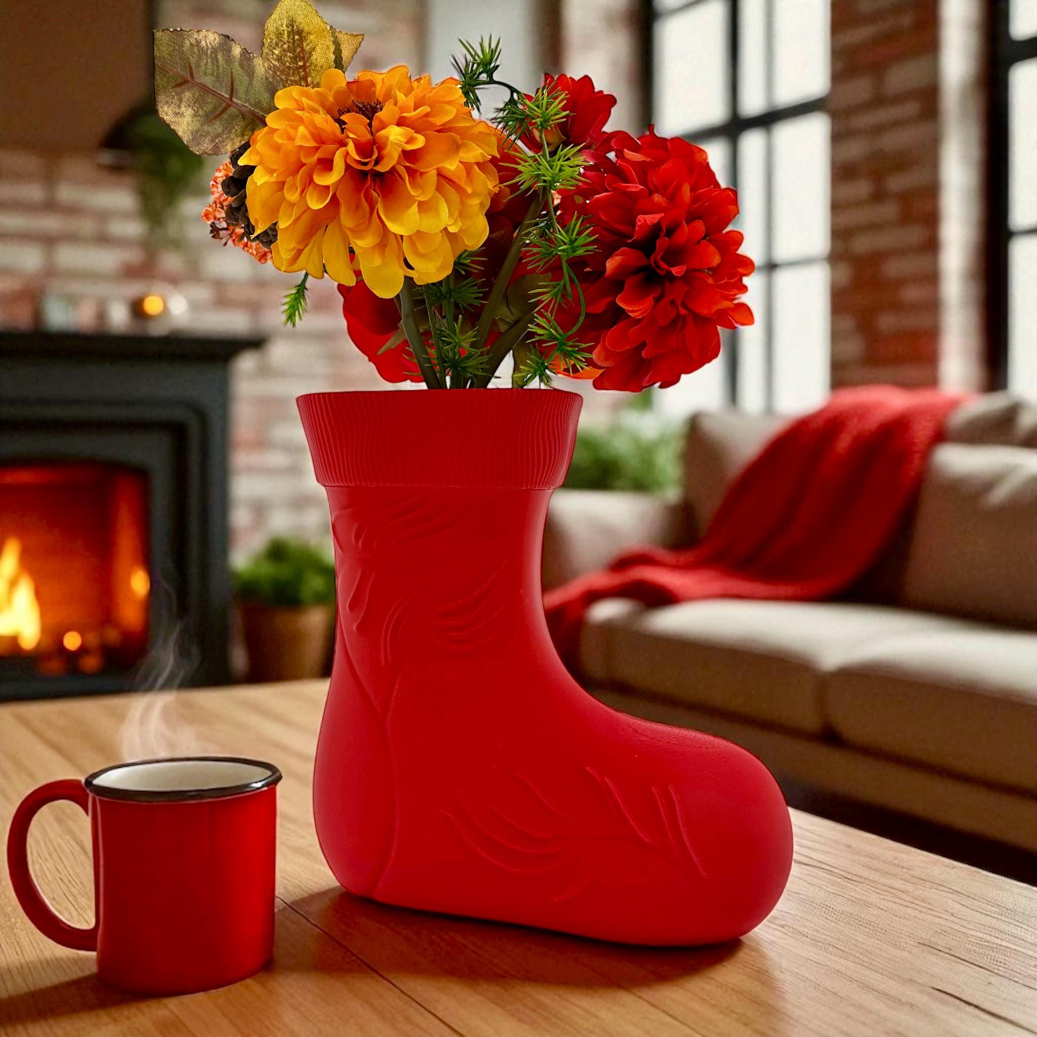 Boot Shaped Christmas Vase: Rustic Holiday Centerpiece - Pashmation