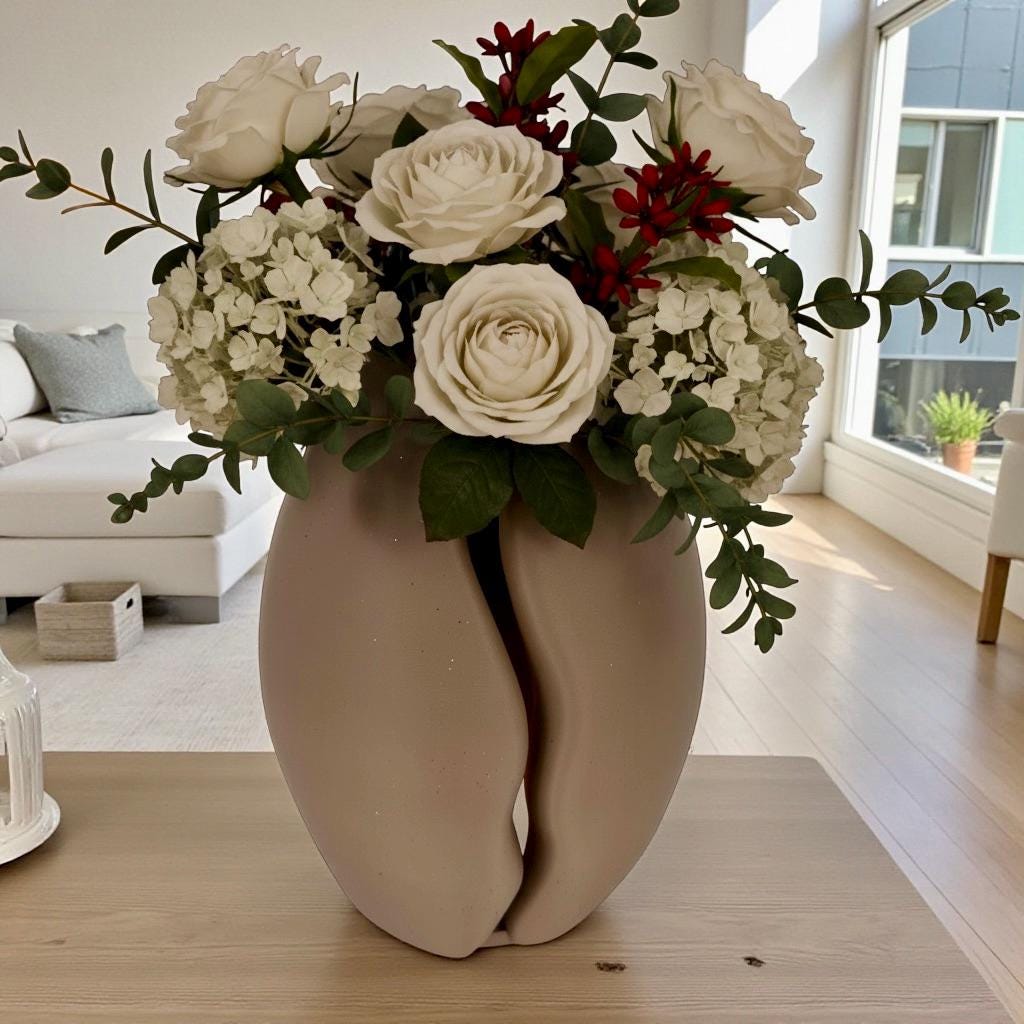 Coffee Bean Vase Brew Blossom Elegant Home Decor Unique Flower Vessel Modern Artistic Gift - PashmationVases