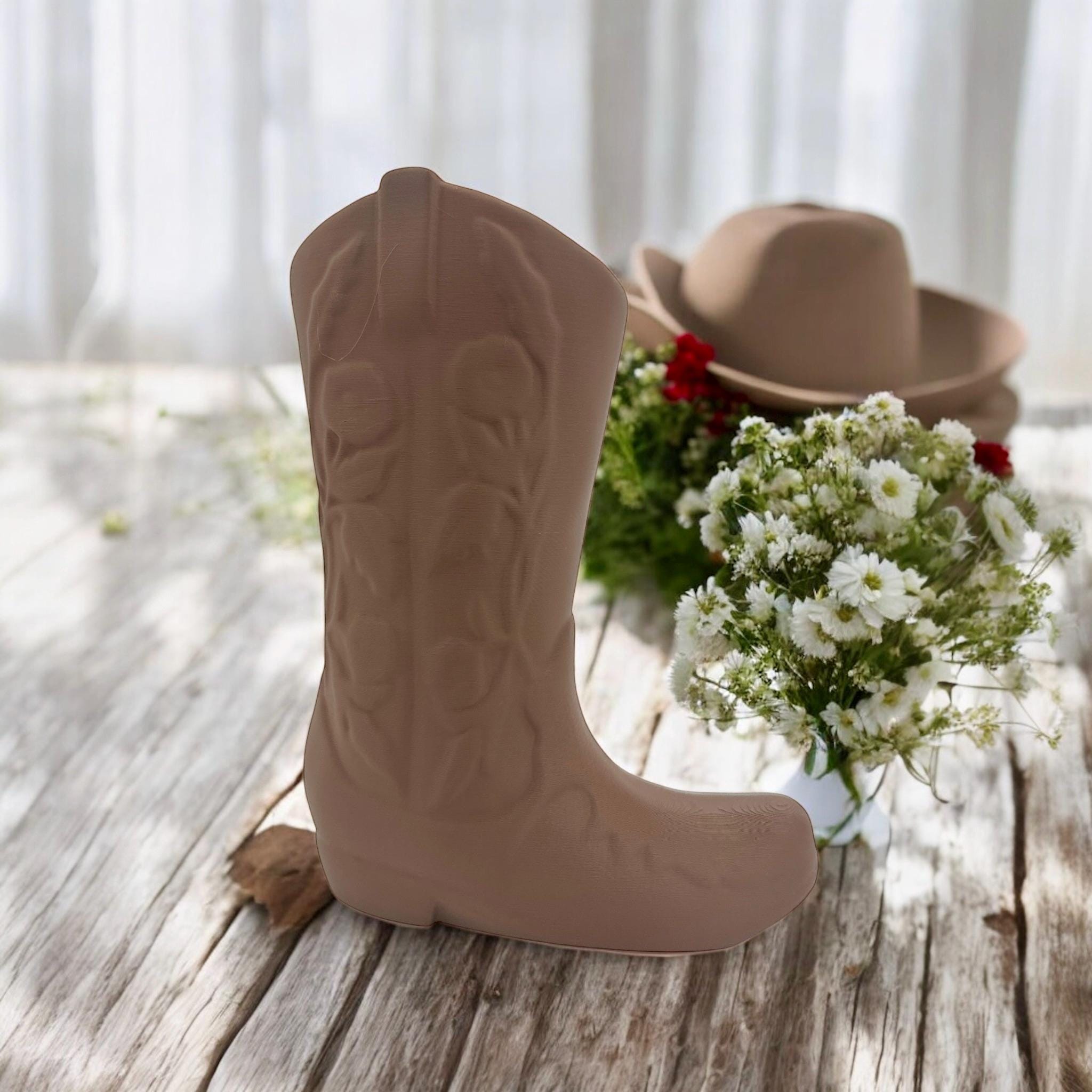 Cowboy Boot Vase – Rustic Western Decor - Pashmation