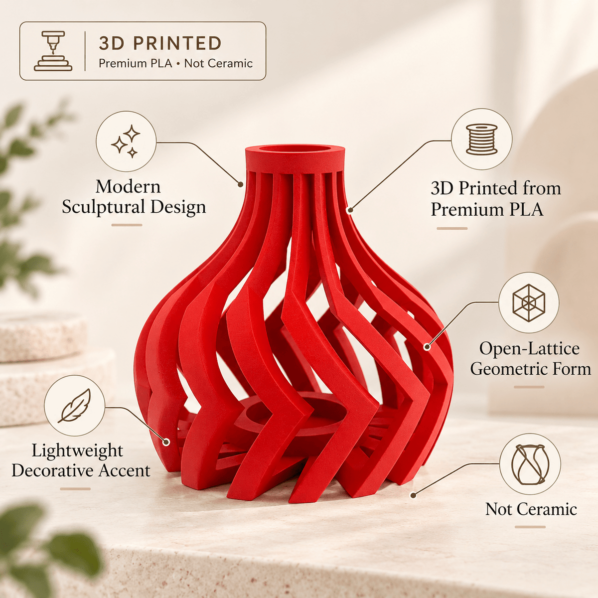 Dynamic Lori Cut-Out Vase - Modern Sculptural Home Decor Geometric Centerpiece Contemporary Minimalist Design by Pashmation