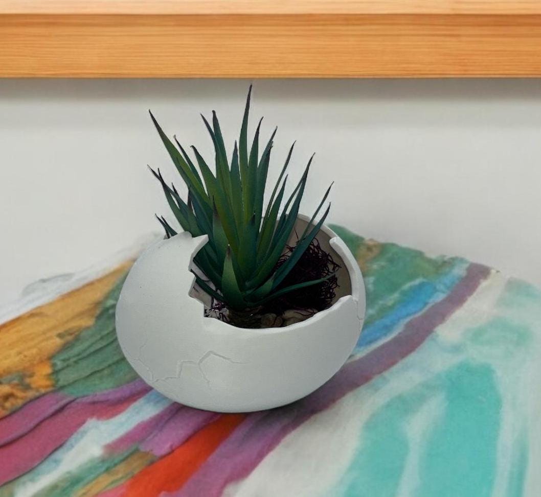 Eggshell Planter in multiple colors – cracked egg sculptural succulent pot