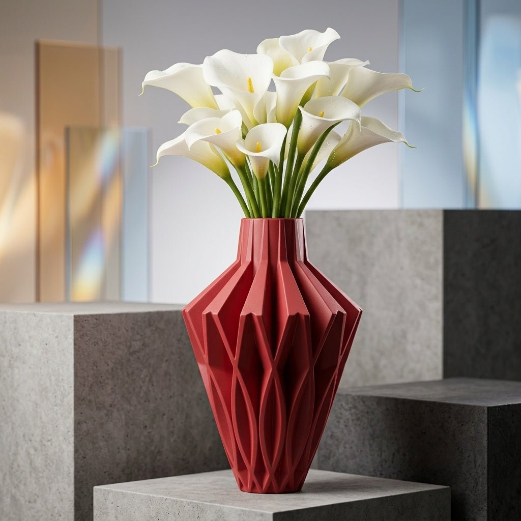Geometric Vase Modern Home Decor - Contemporary Minimalist Centerpiece Flower Holder - Pashmation