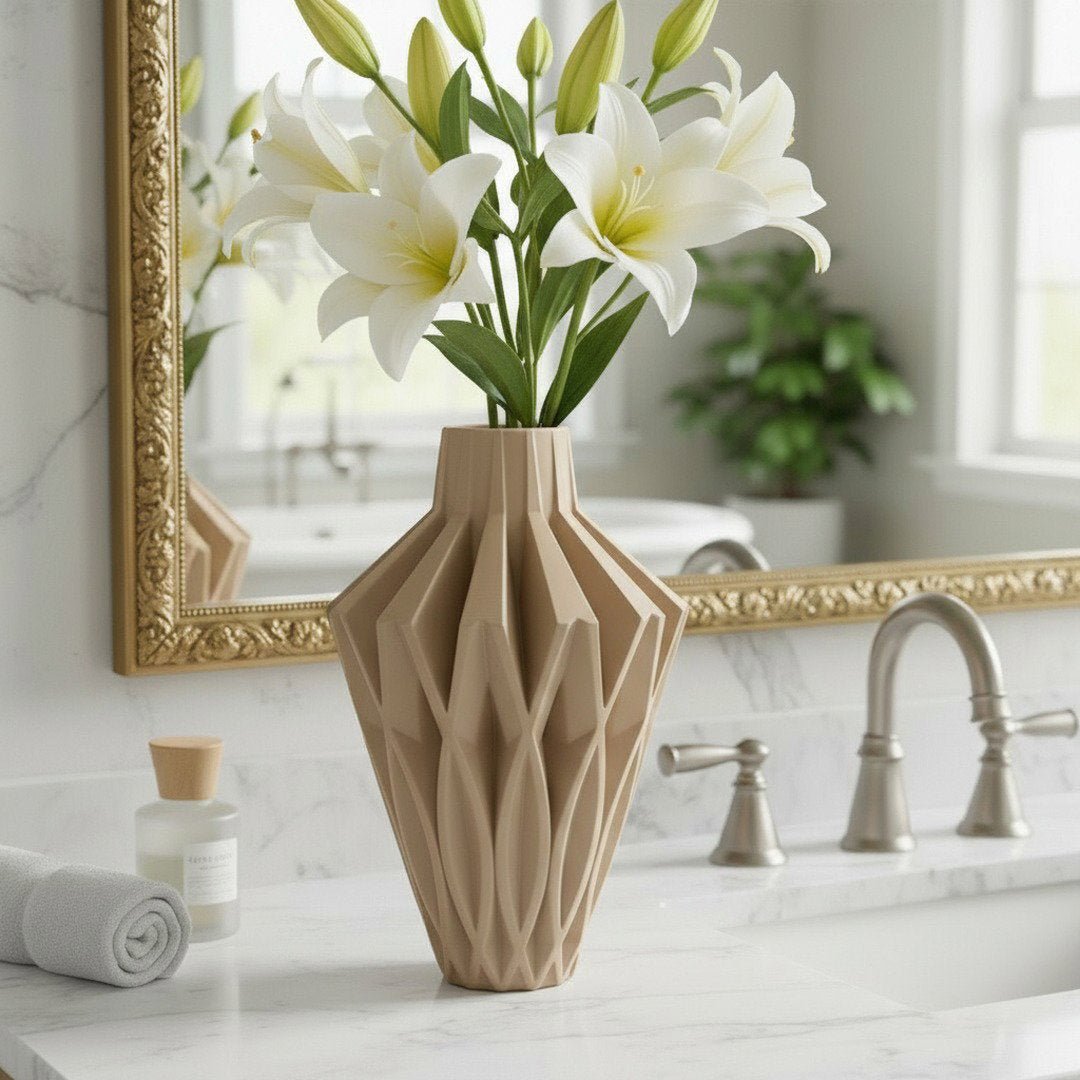Geometric Vase Modern Home Decor - Contemporary Minimalist Centerpiece Flower Holder - Pashmation