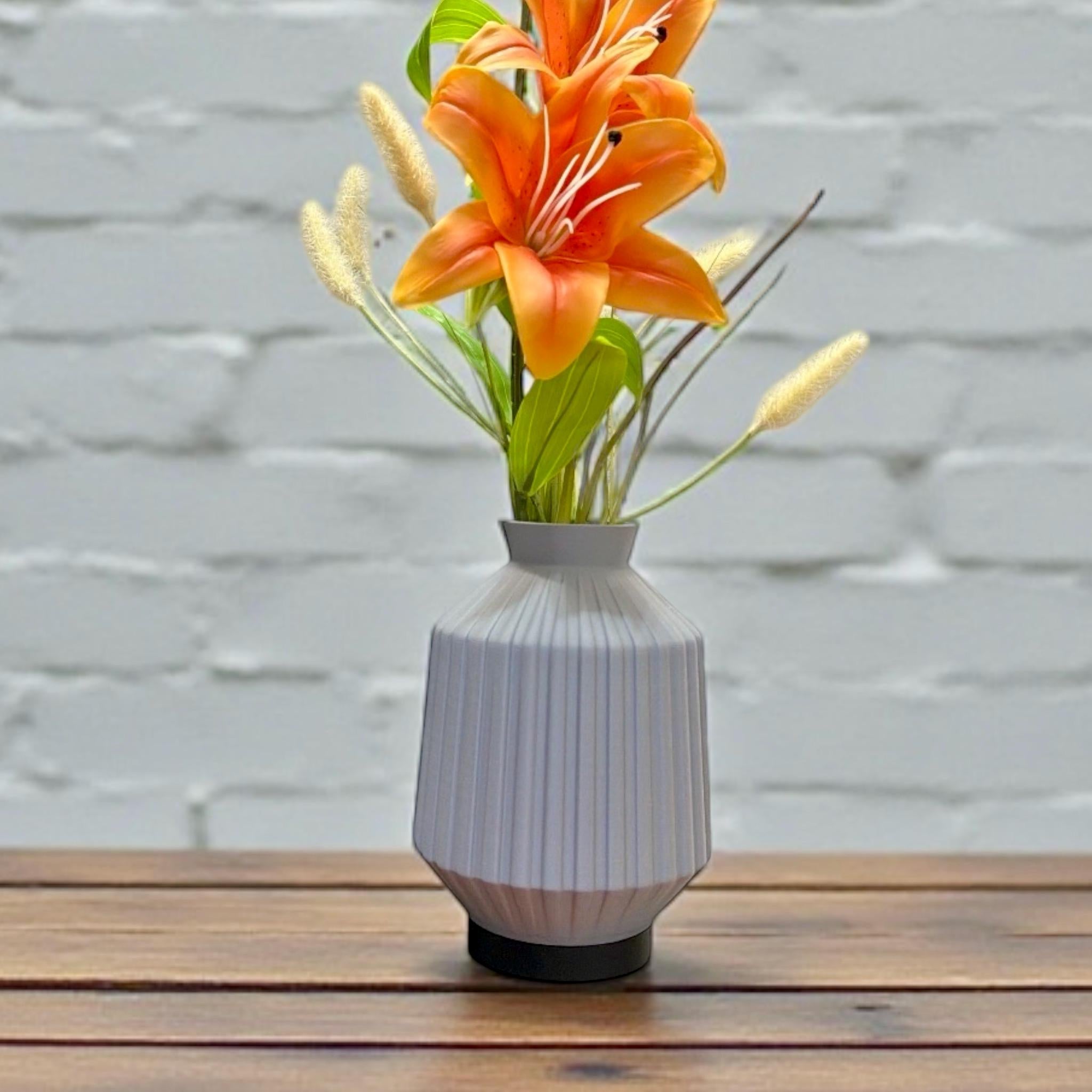 Geometric Vase with Color - Selectable Base Platform - Modern Minimalist Home Decor Centerpiece - Pashmation
