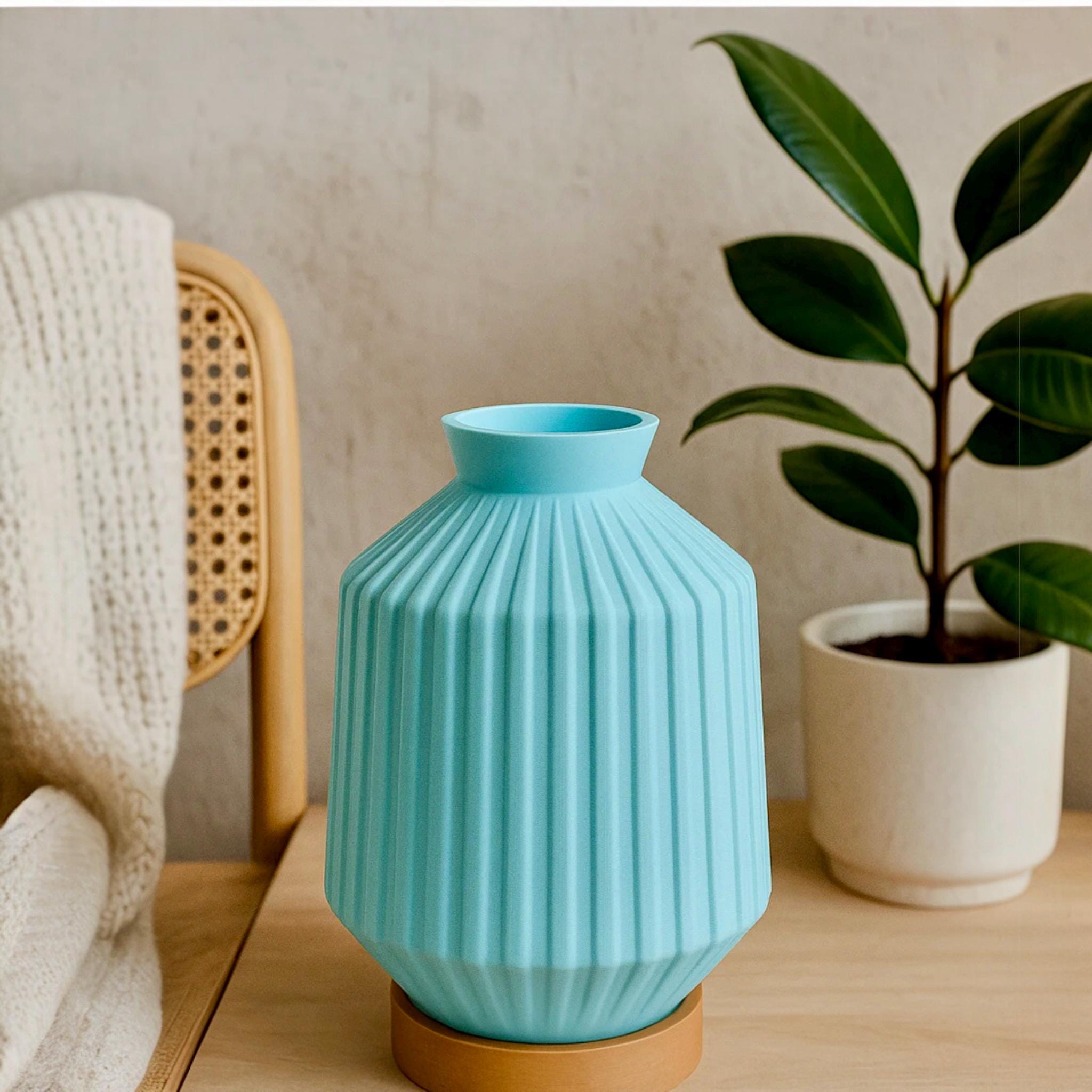 Geometric Vase with Color - Selectable Base Platform - Modern Minimalist Home Decor Centerpiece - Pashmation