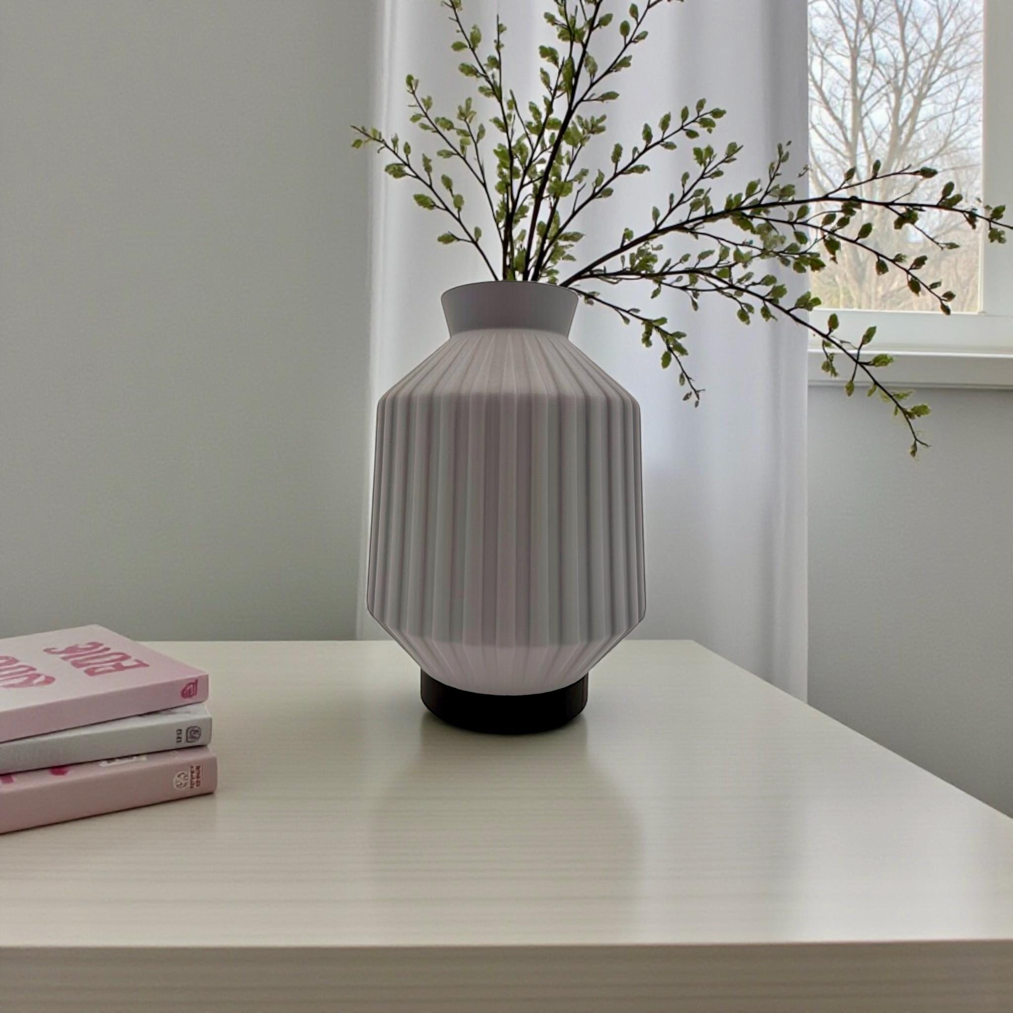 Geometric Vase with Color - Selectable Base Platform - Modern Minimalist Home Decor Centerpiece - Pashmation