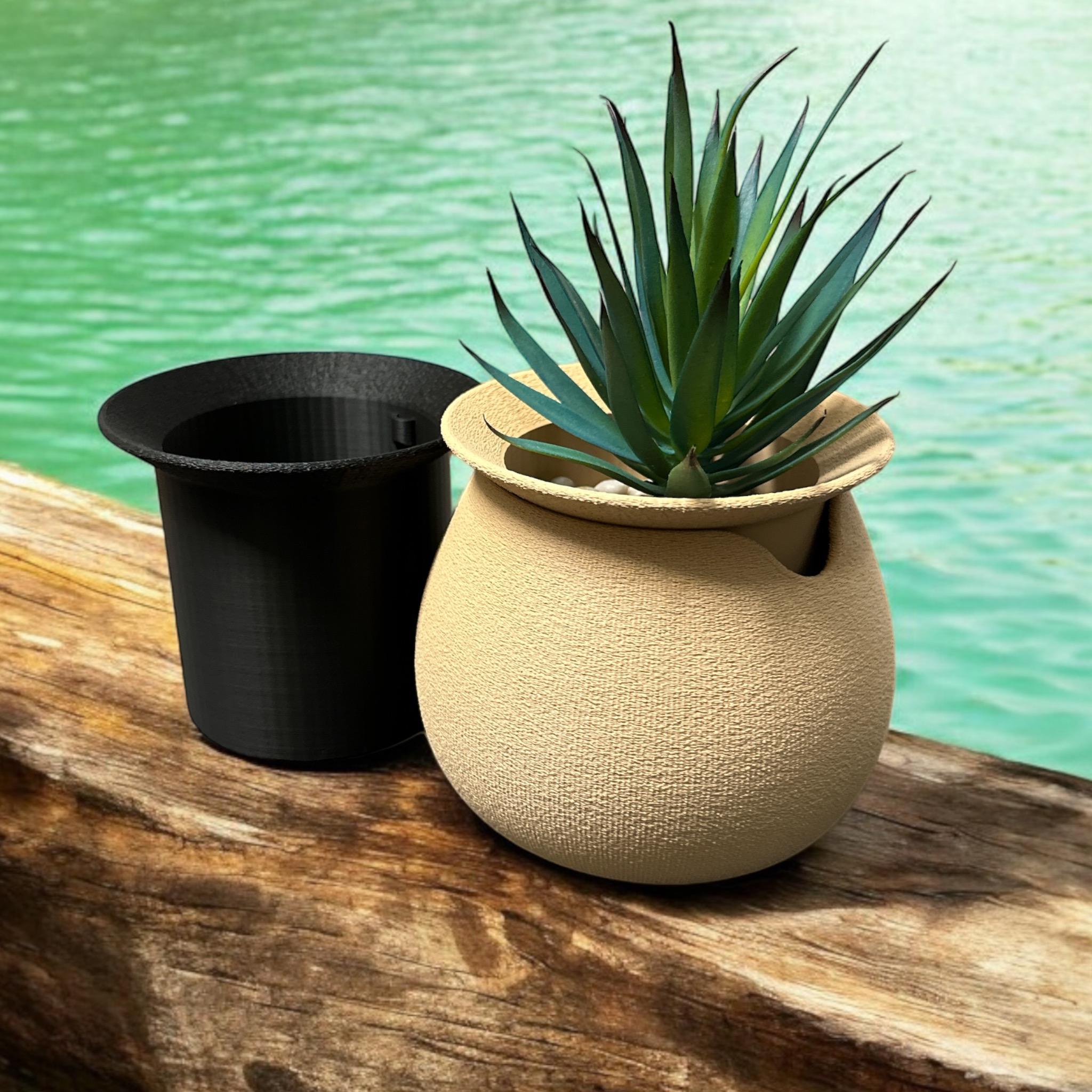 HydraGlobe Self Watering Planter - Outdoor Plant Pot with Wick Included by Pashmation