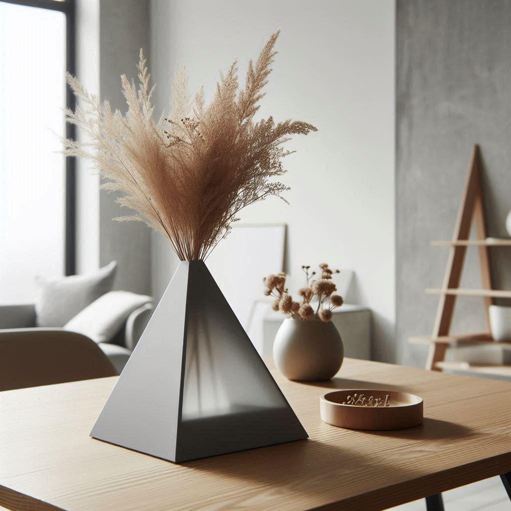 Pyramid Silhouette Vase | Translucent Dual Wall Design | Modern Decorative Piece