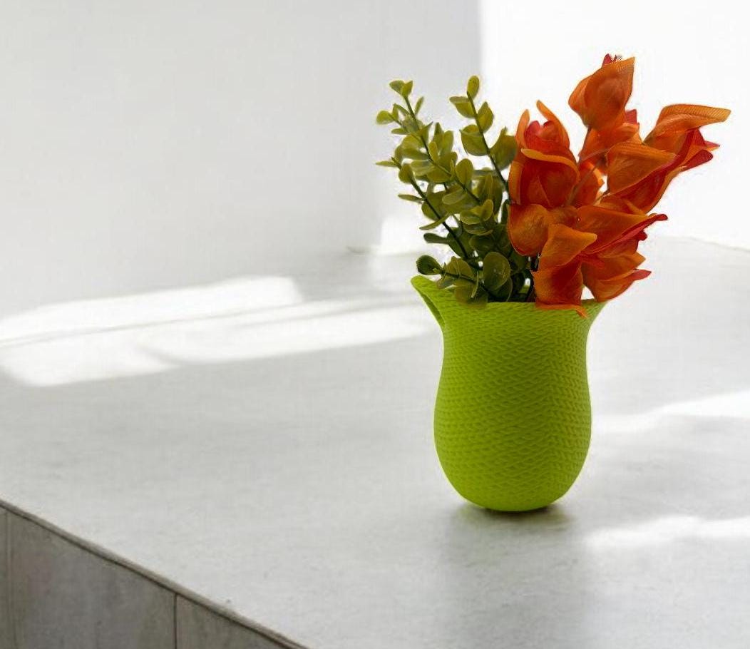 Lime Green Jute Basket Planter styled with succulent – woven texture indoor pot