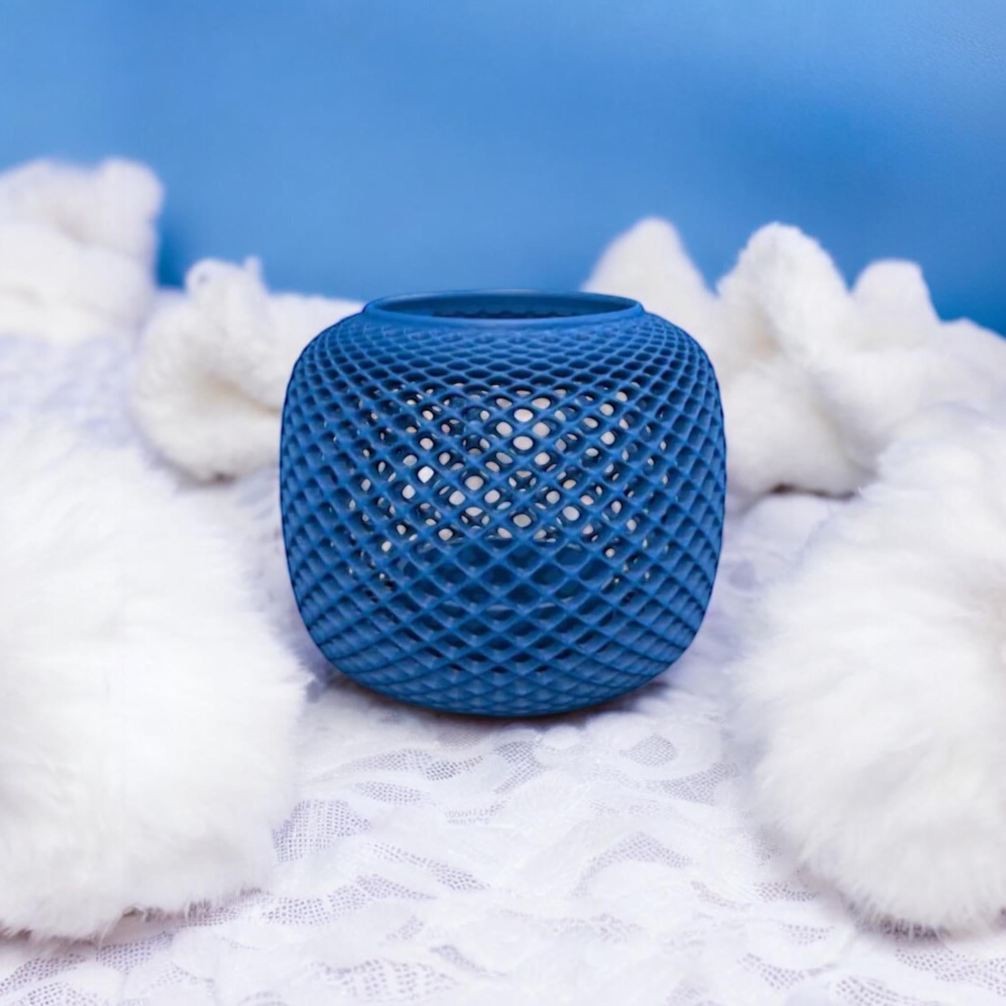 Blue Luminet Tealight Holder - Ambient Light Votive Candle Accent Gothic Home Decor Modern Lantern - Pashmation