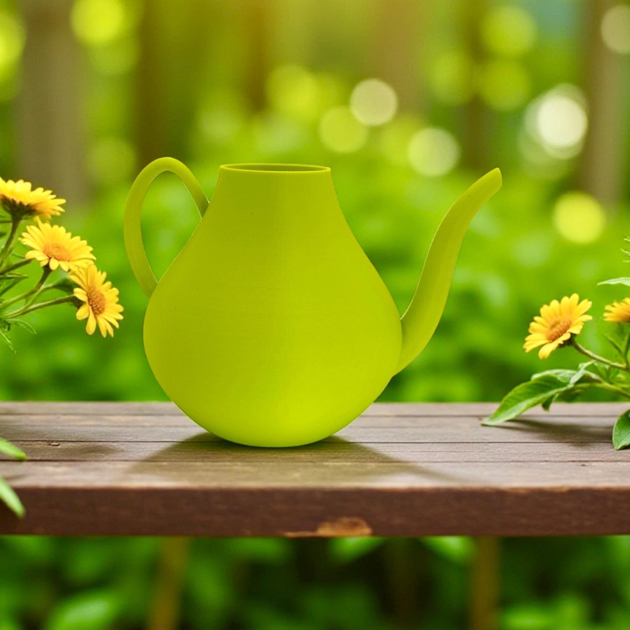 Lime Green Modern Watering Can outdoors – modern sculptural patio watering can