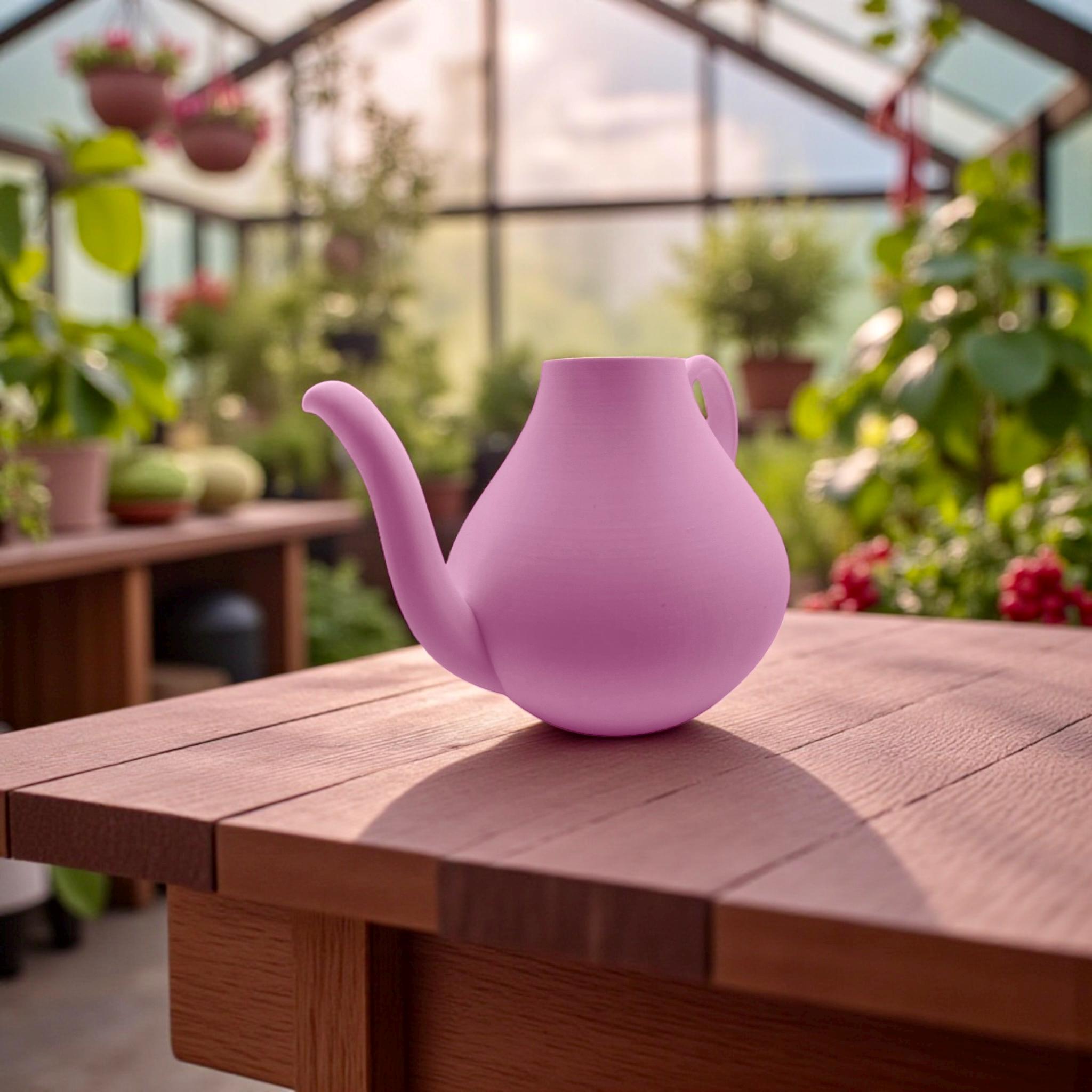 Purple Modern Watering Can with houseplants – modern sculptural indoor watering can