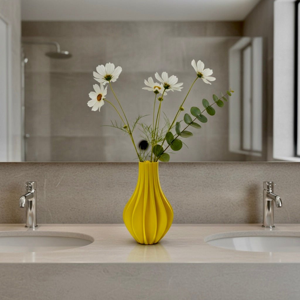 Modern Fluted Flower Vase, Minimalist Home Decor, Elegant Centerpiece - PashmationVases