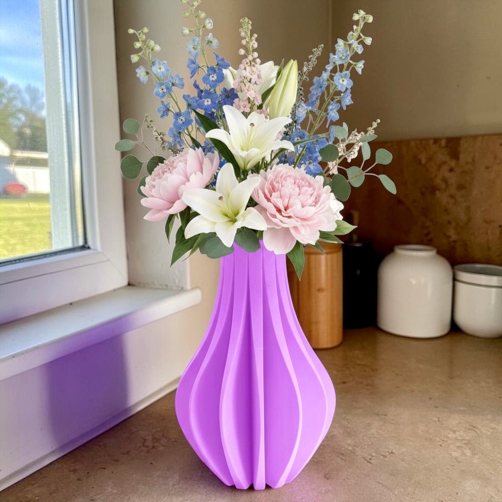 Modern Fluted Flower Vase, Minimalist Home Decor, Elegant Centerpiece - PashmationVases