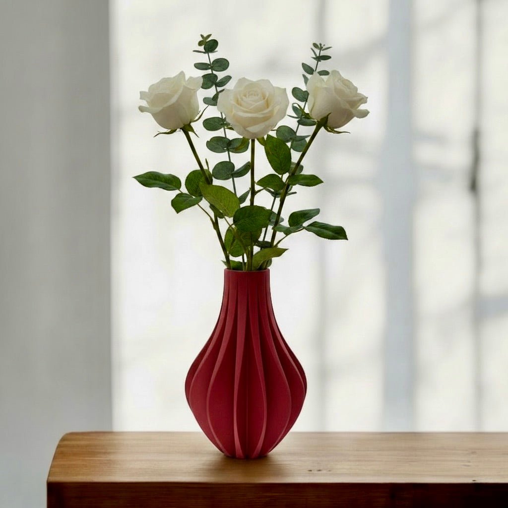Modern Fluted Flower Vase, Minimalist Home Decor, Elegant Centerpiece - PashmationVases