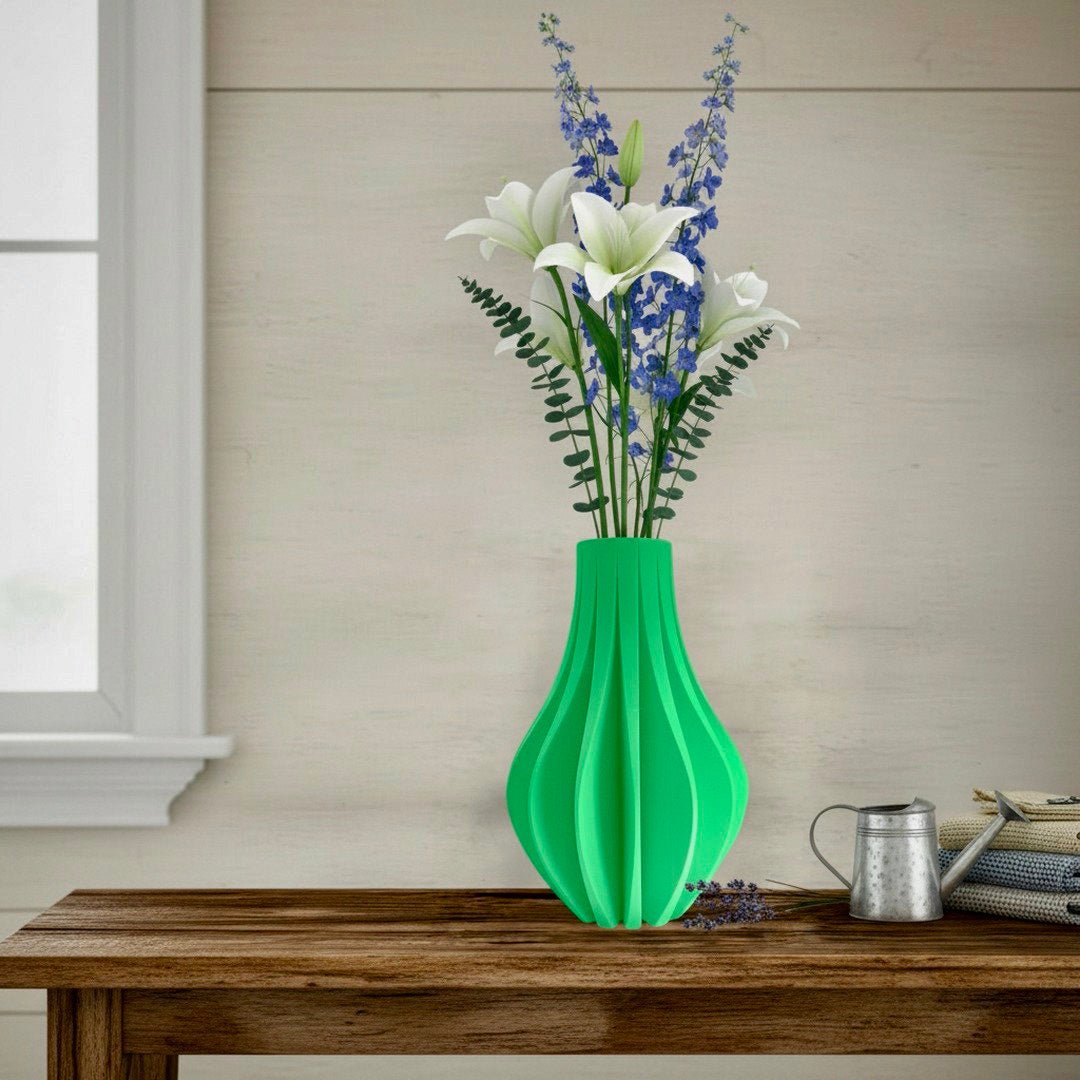 Modern Fluted Flower Vase, Minimalist Home Decor, Elegant Centerpiece - PashmationVases