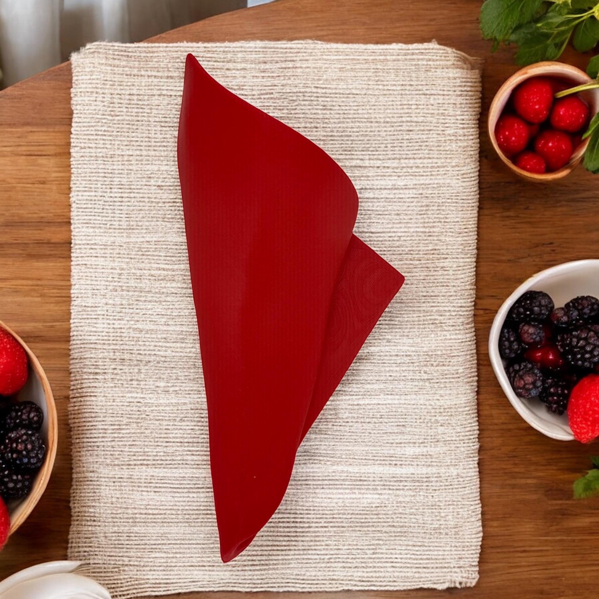 Red napkin-shaped wall hanging napkin wall vase by Pashmation