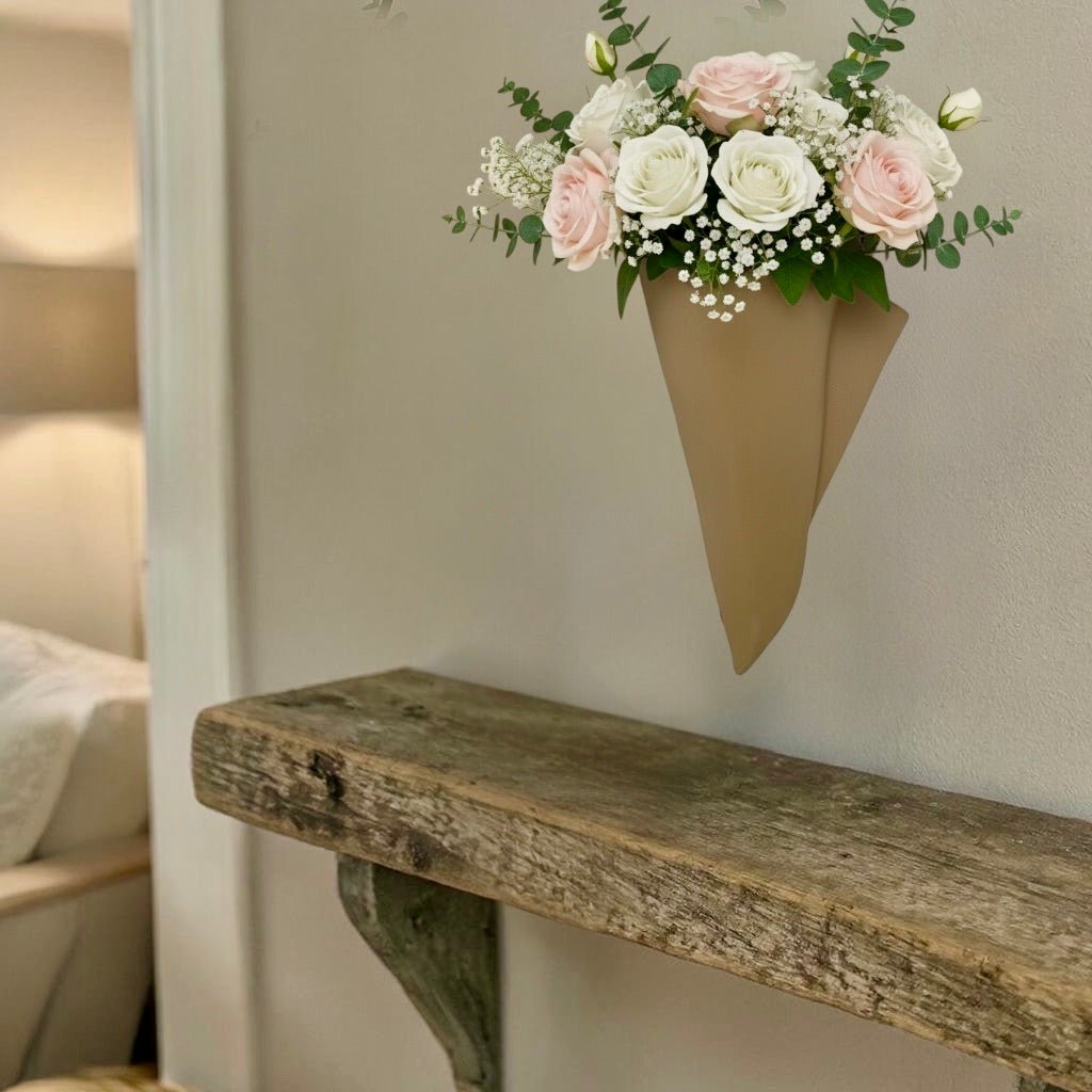 Latte vertical wall planter displayed as modern wall decor by Pashmation