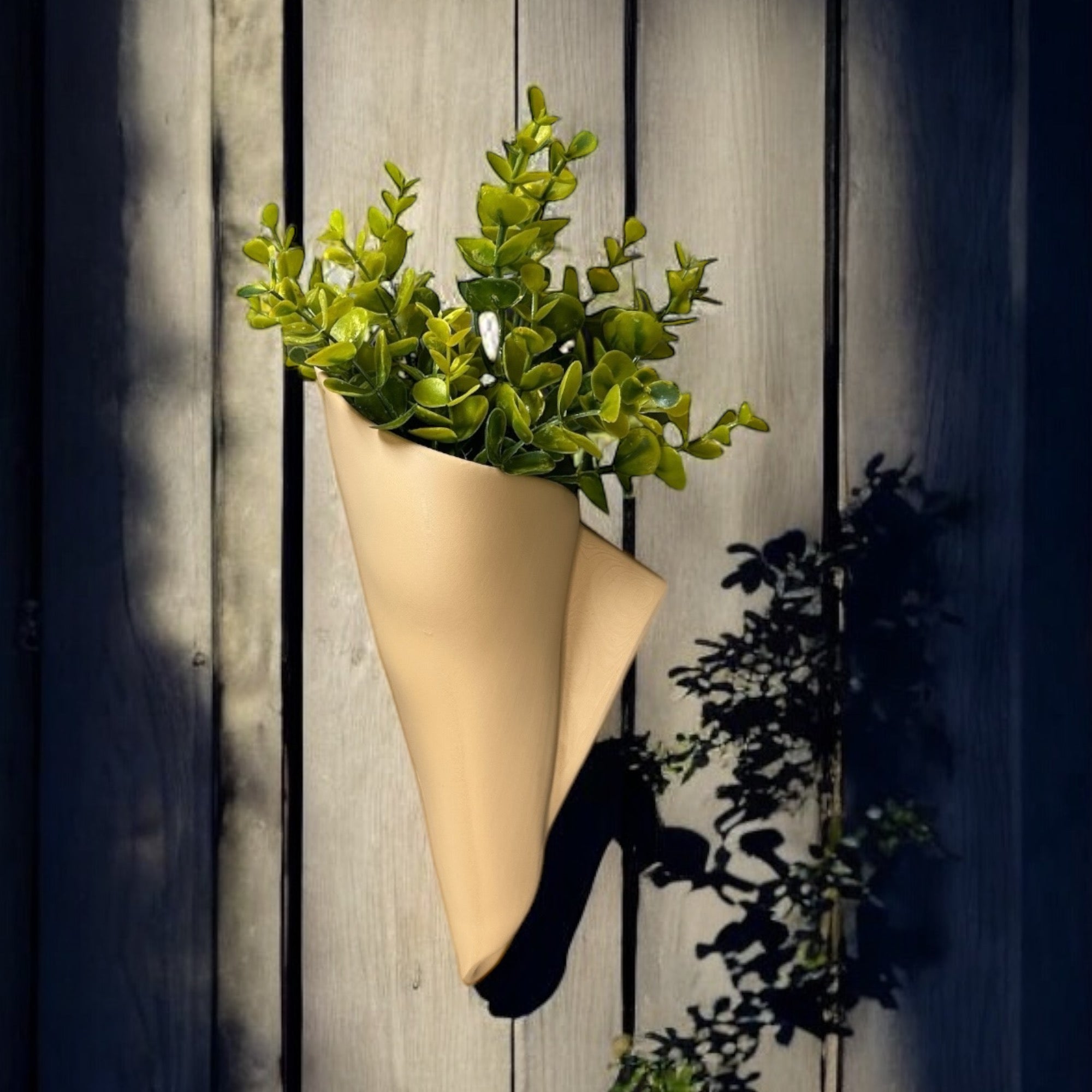 Latte vertical wall napkin wall vase displayed as modern wall decor by Pashmation