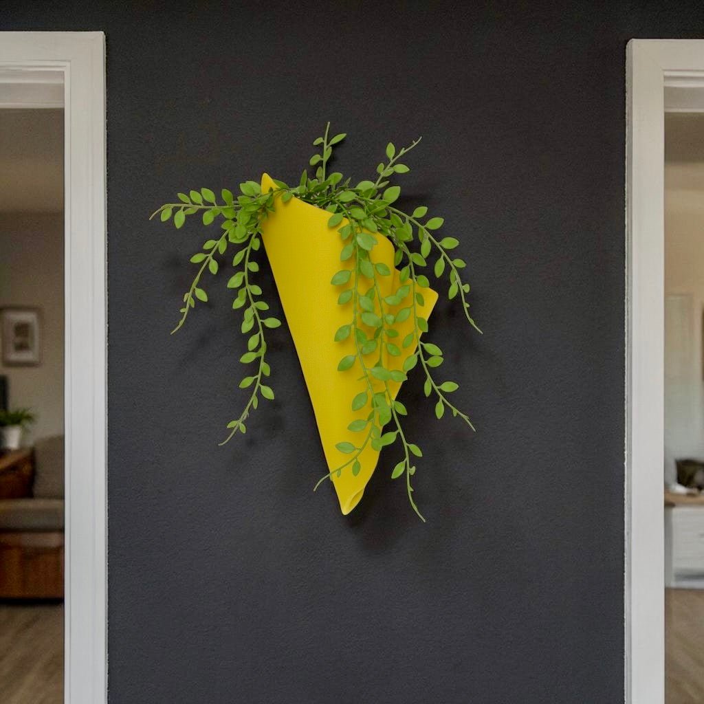 Tan vertical wall napkin wall vase displayed as modern wall decor by Pashmation