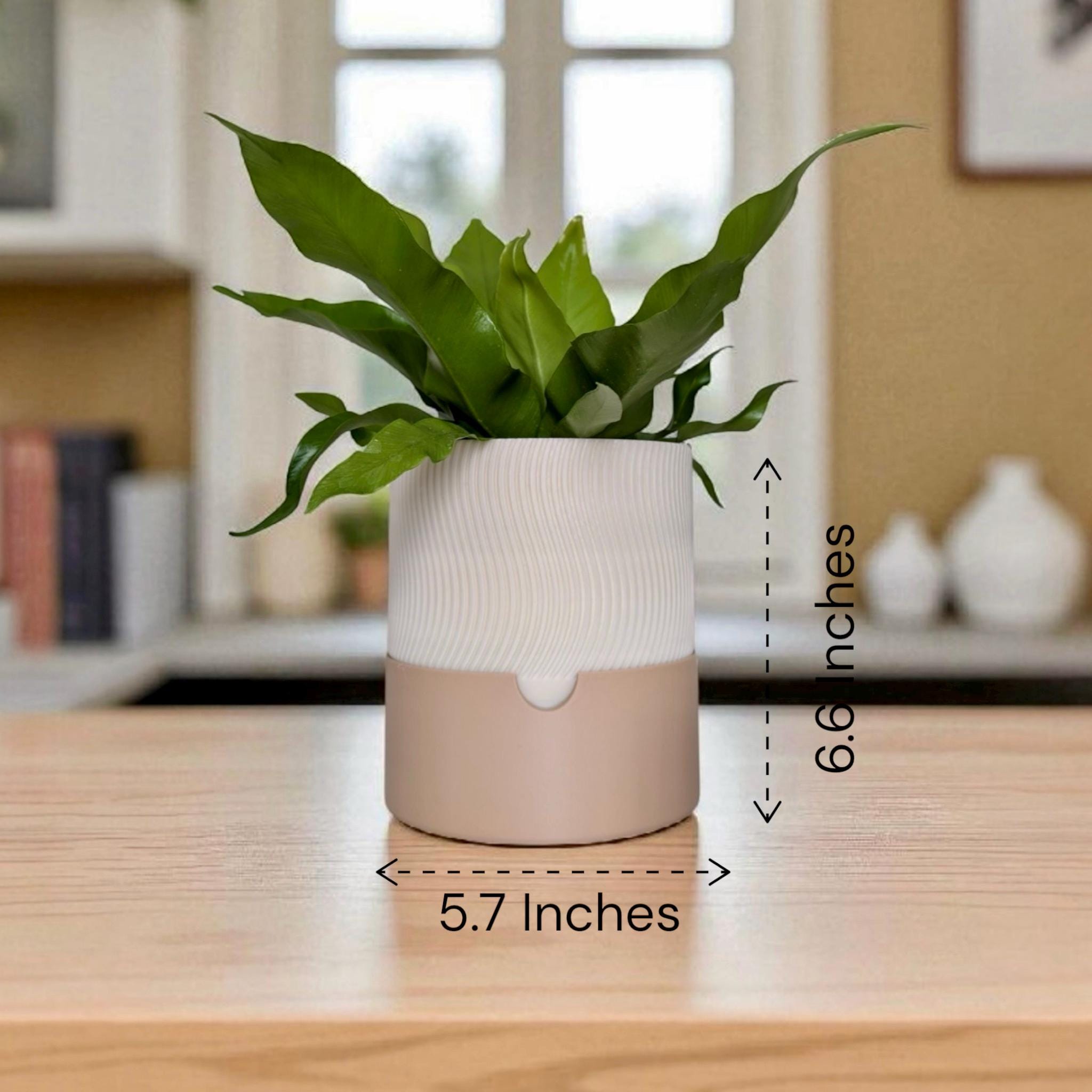 Modern Self Watering Planter Eco - Friendly PLA Textured Pot Contemporary Home Garden Decor - PashmationIndoor Planters