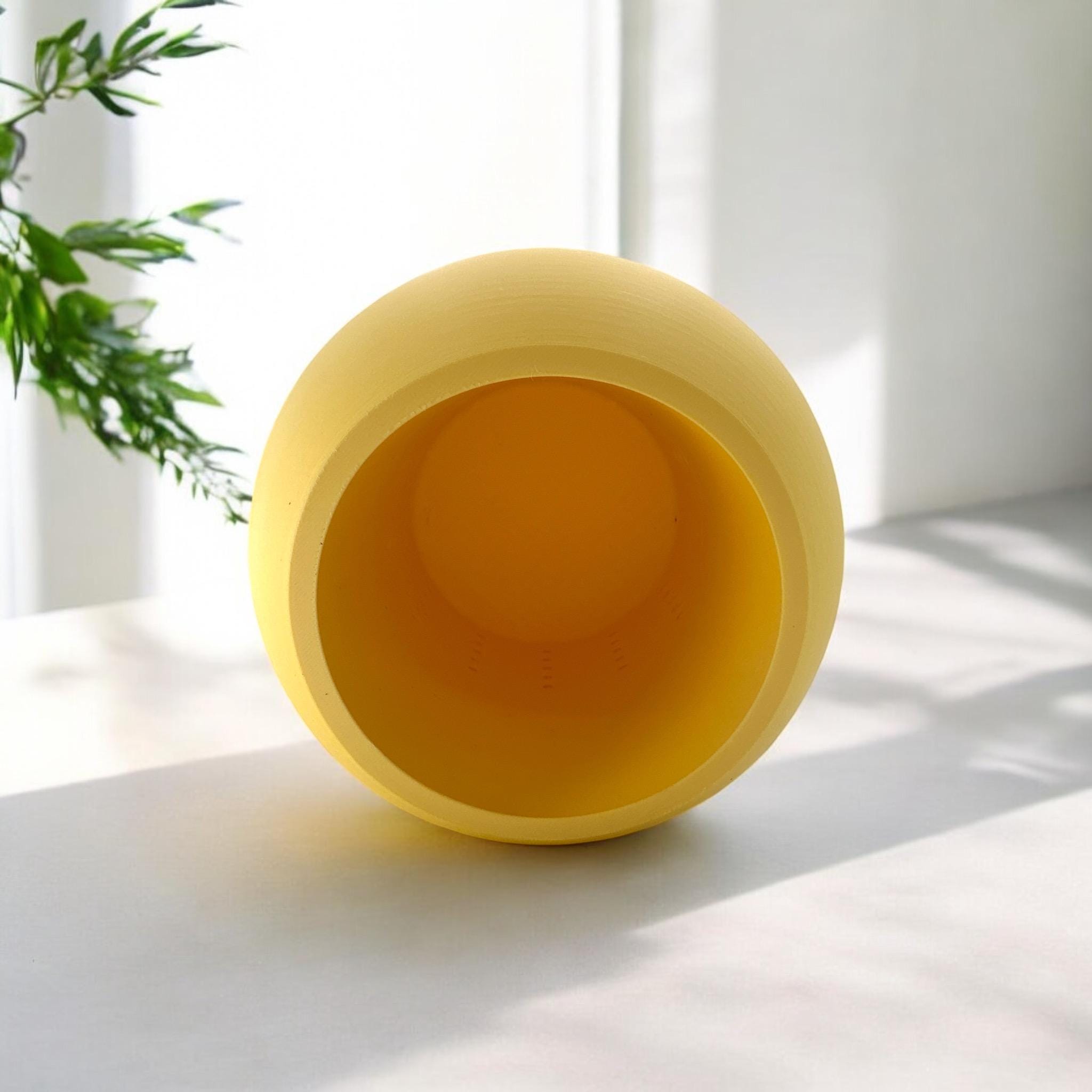 Lemon Yellow Self-Watering Sphere Planter – modern sphere-form indoor plant pot