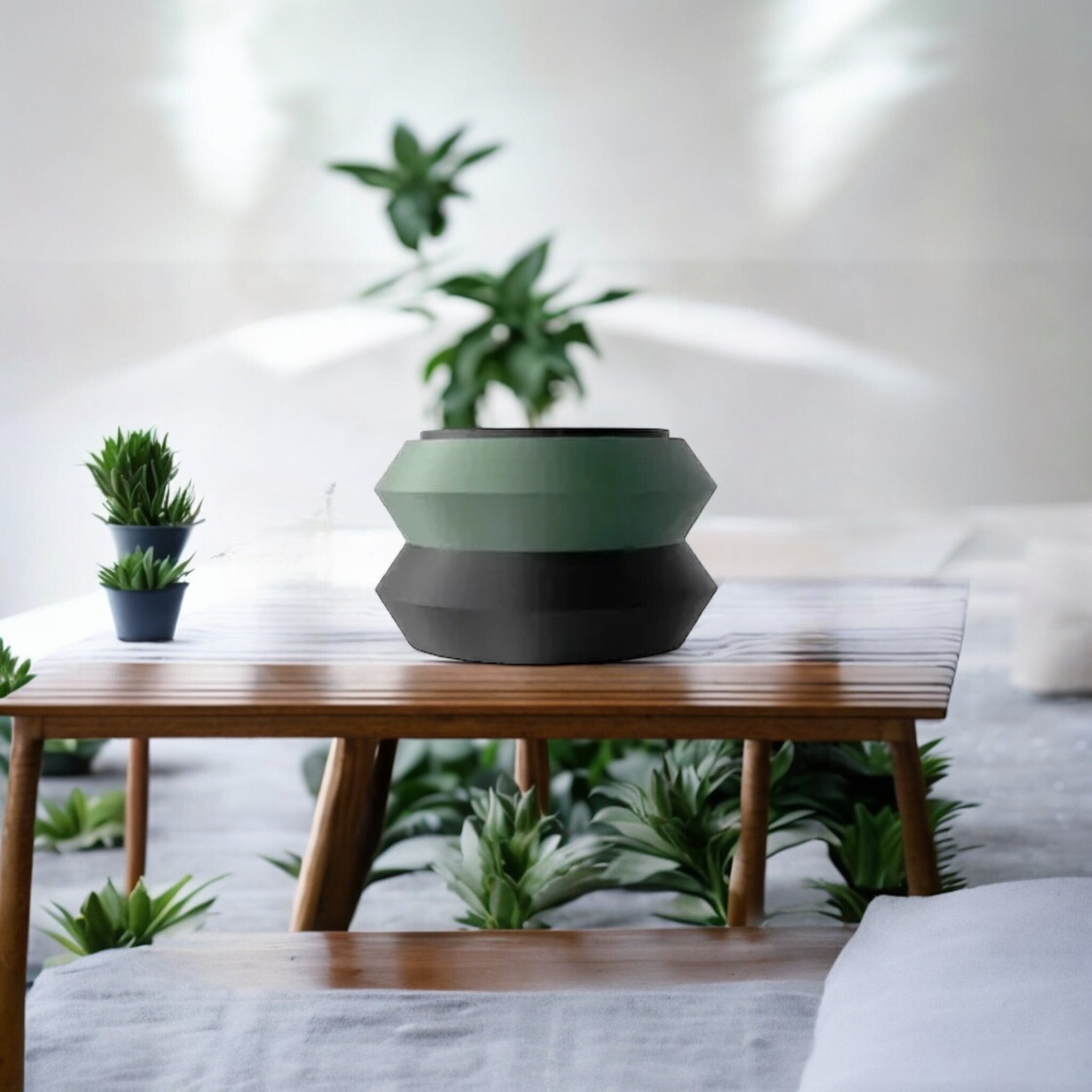 Modern Tiered Planter – Two - Tone Plant Pot, Houseplant Decor - Pashmation