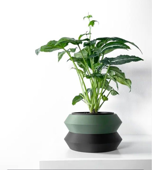 Modern Tiered Planter – Two - Tone Plant Pot, Houseplant Decor - Pashmation
